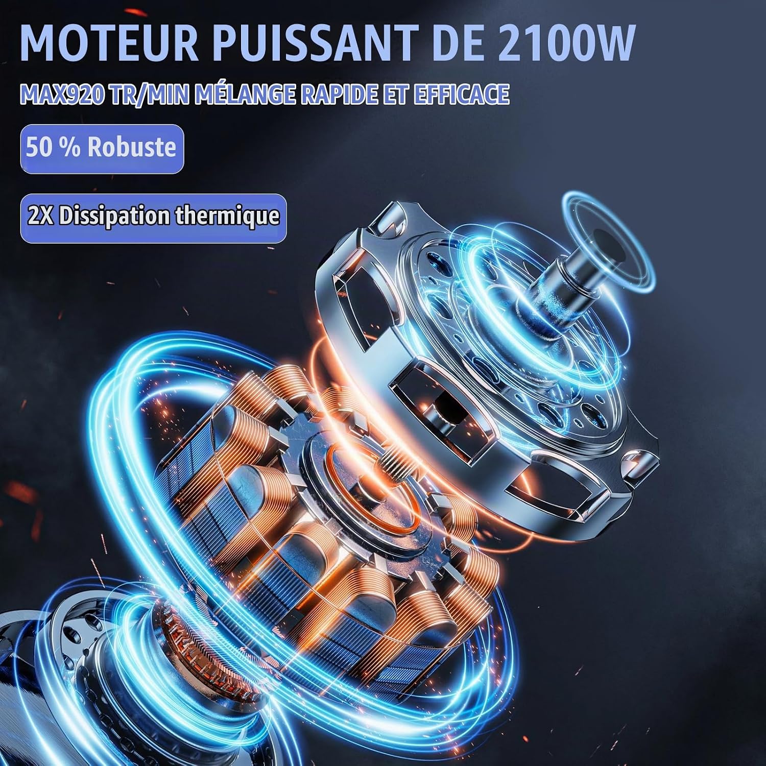 Detalle 2 de IMAYCC IMAYCC-JHDE007E mortelmixer 2100 W met 6 snelheden en koperen motor