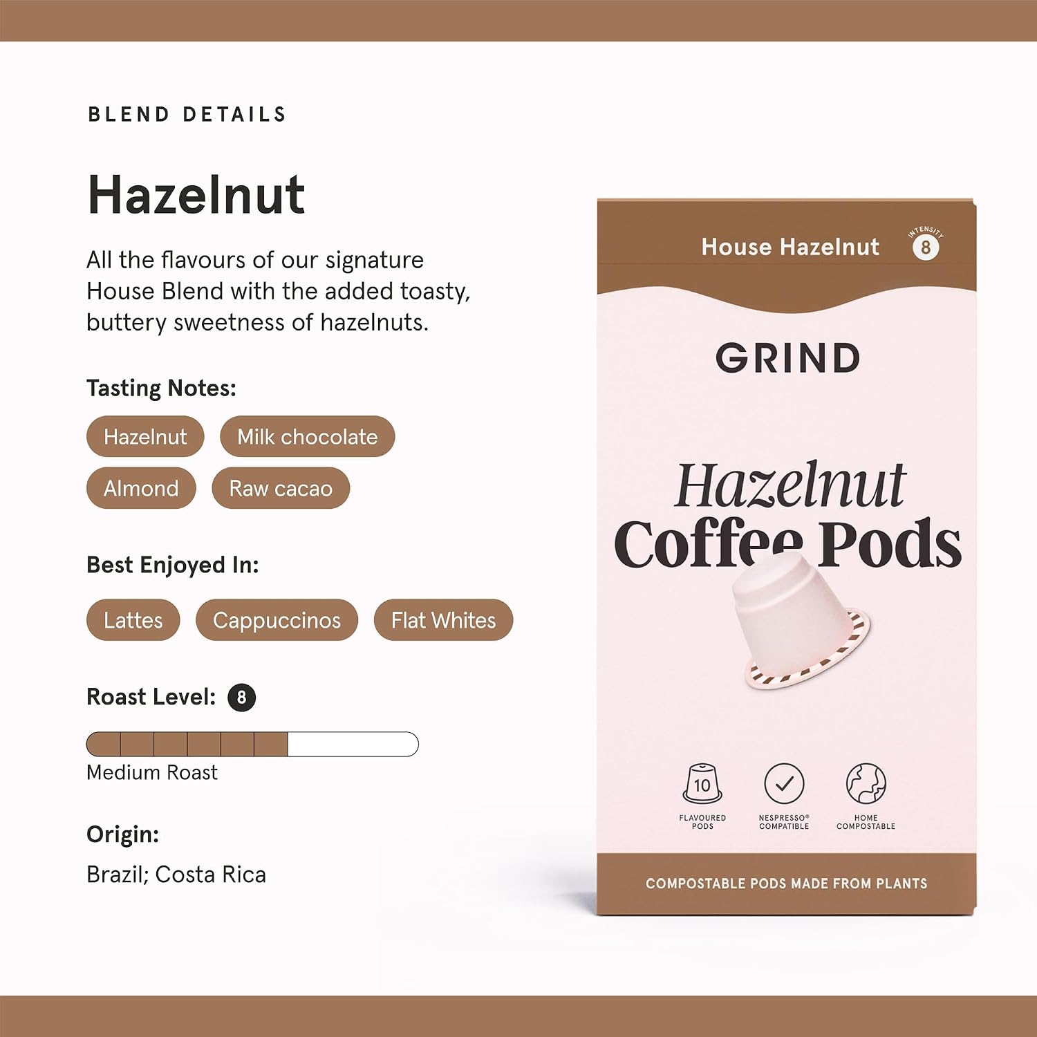 Detalle 2 de Grind Hazelnut Coffee Pods 60 Pack