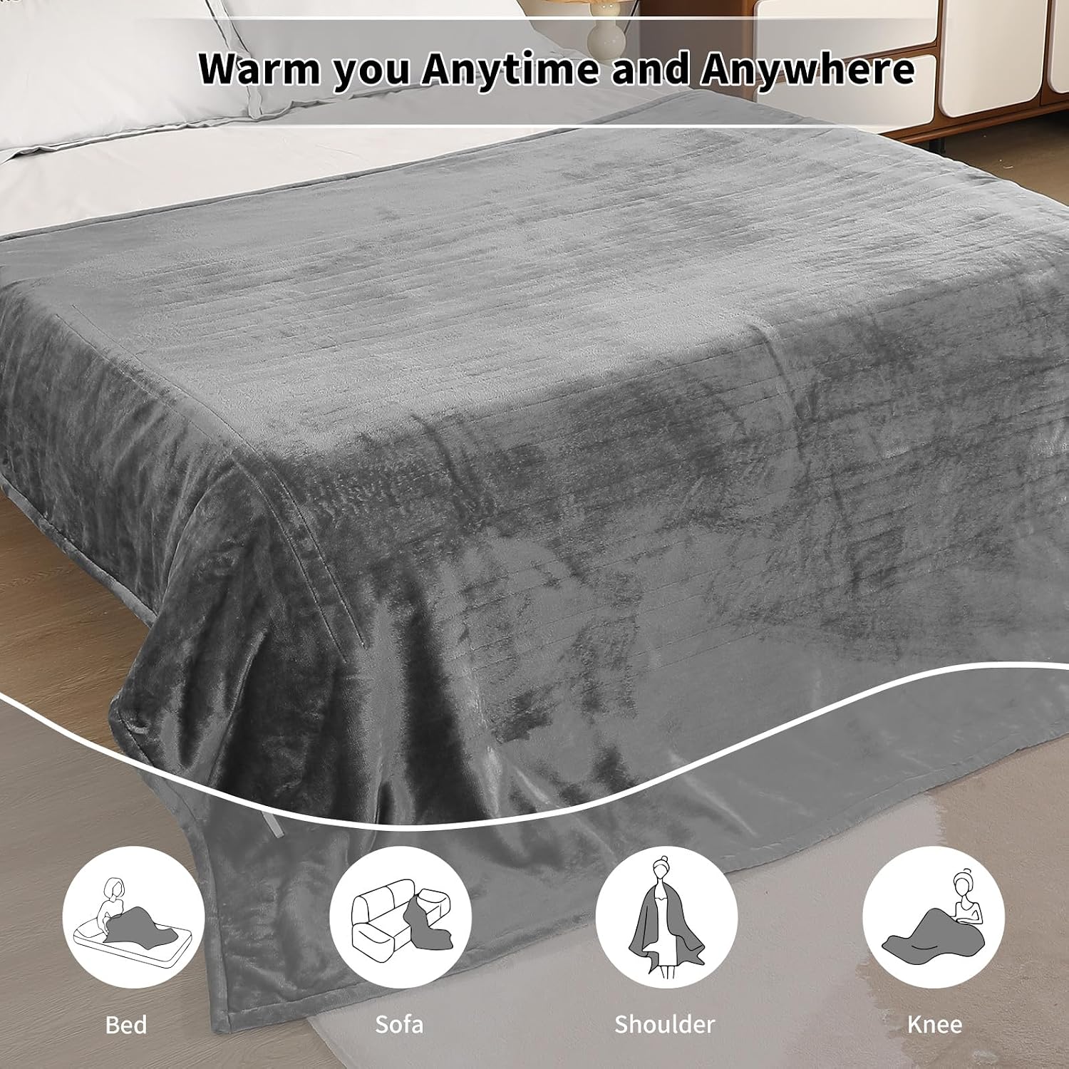 Thumbnail 5 de ESTINGO Heated Throw Blanket 180x130cm for Home ⌛