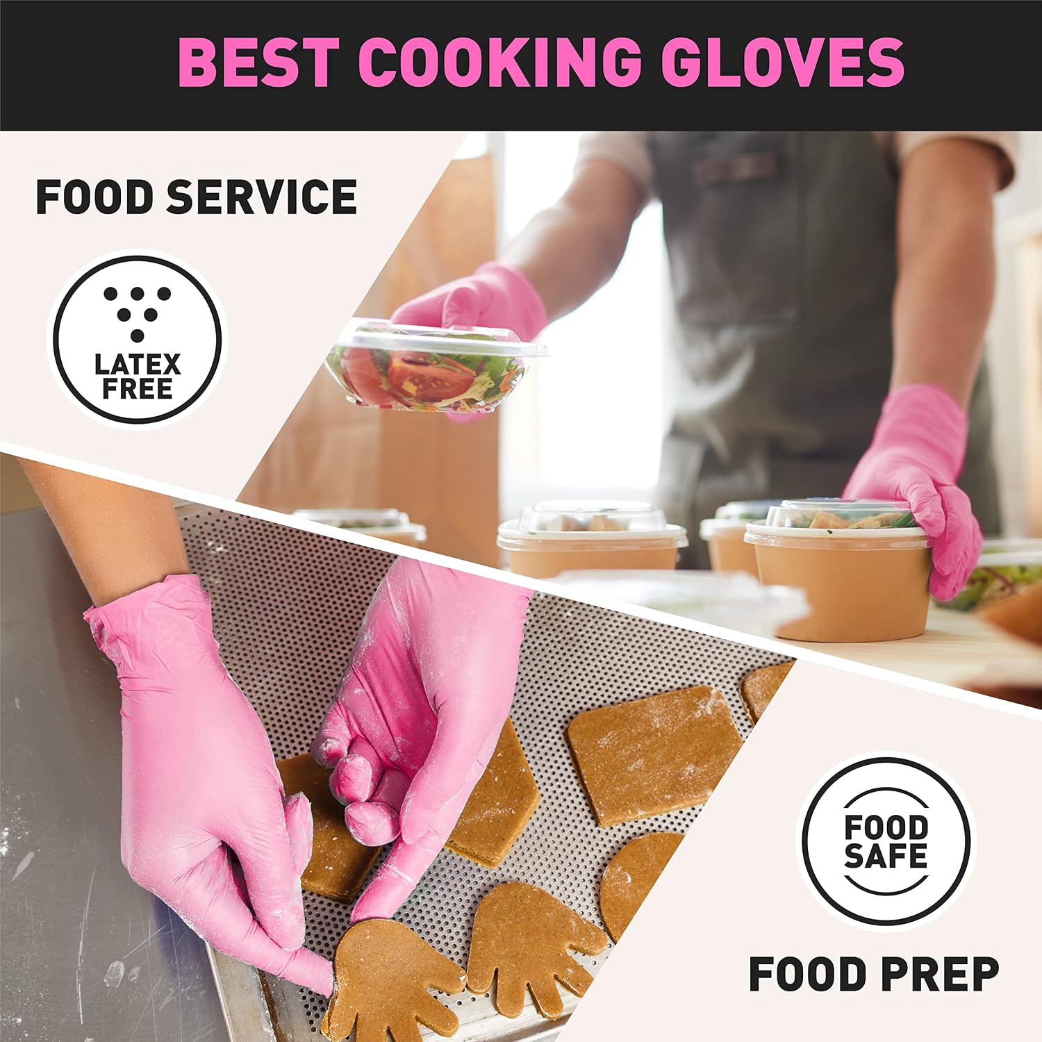 Detalle de OKIAAS Pink Gloves M – Latex-Free Vinyl Gloves, 50 Count (Medium)