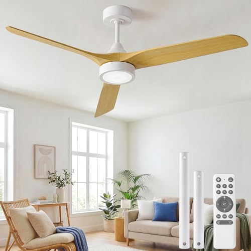 Detalle de Ateroll Ventilador de Techo con Luz 132 cm — Silencioso, Control Remoto y Función Verano/Invierno