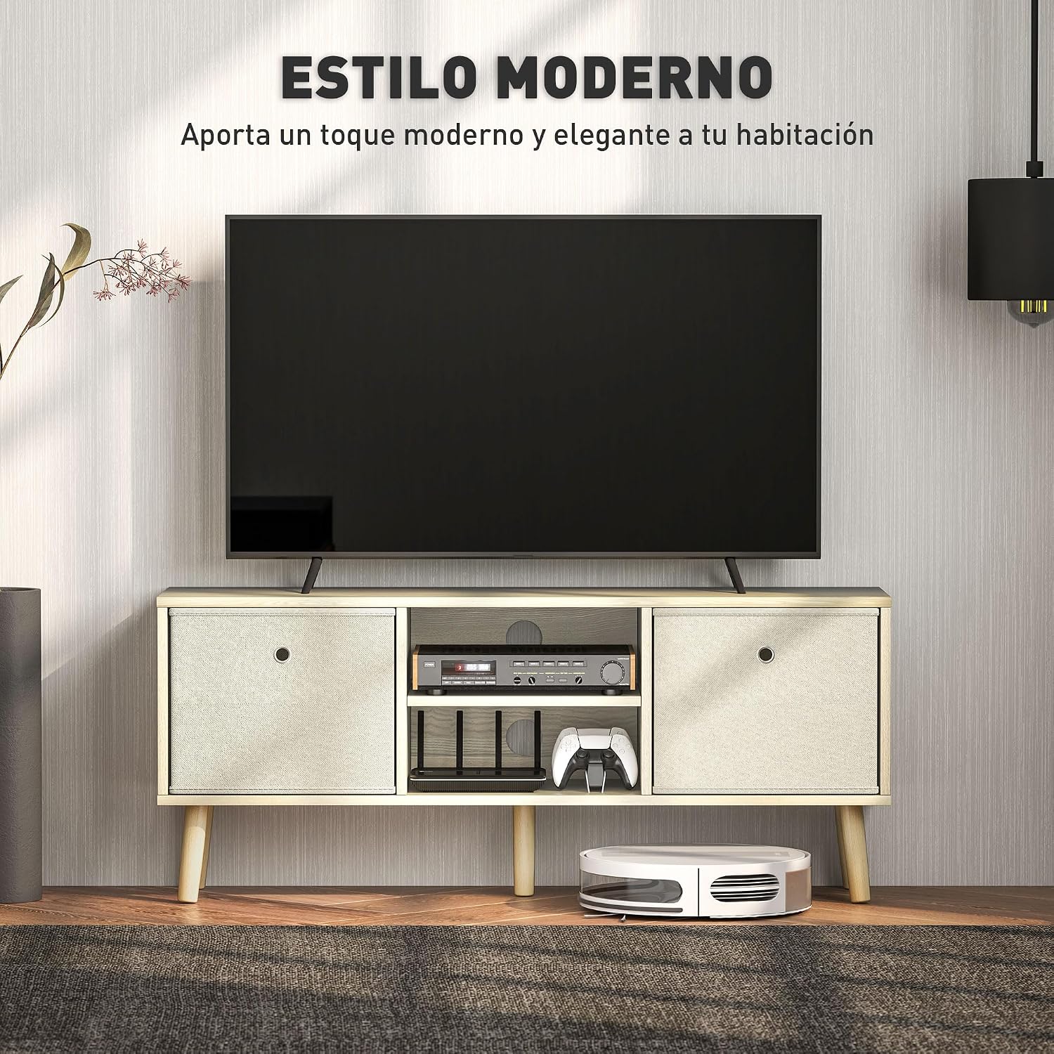 Thumbnail 2 de HOMCOM Mueble de TV 110 cm beige