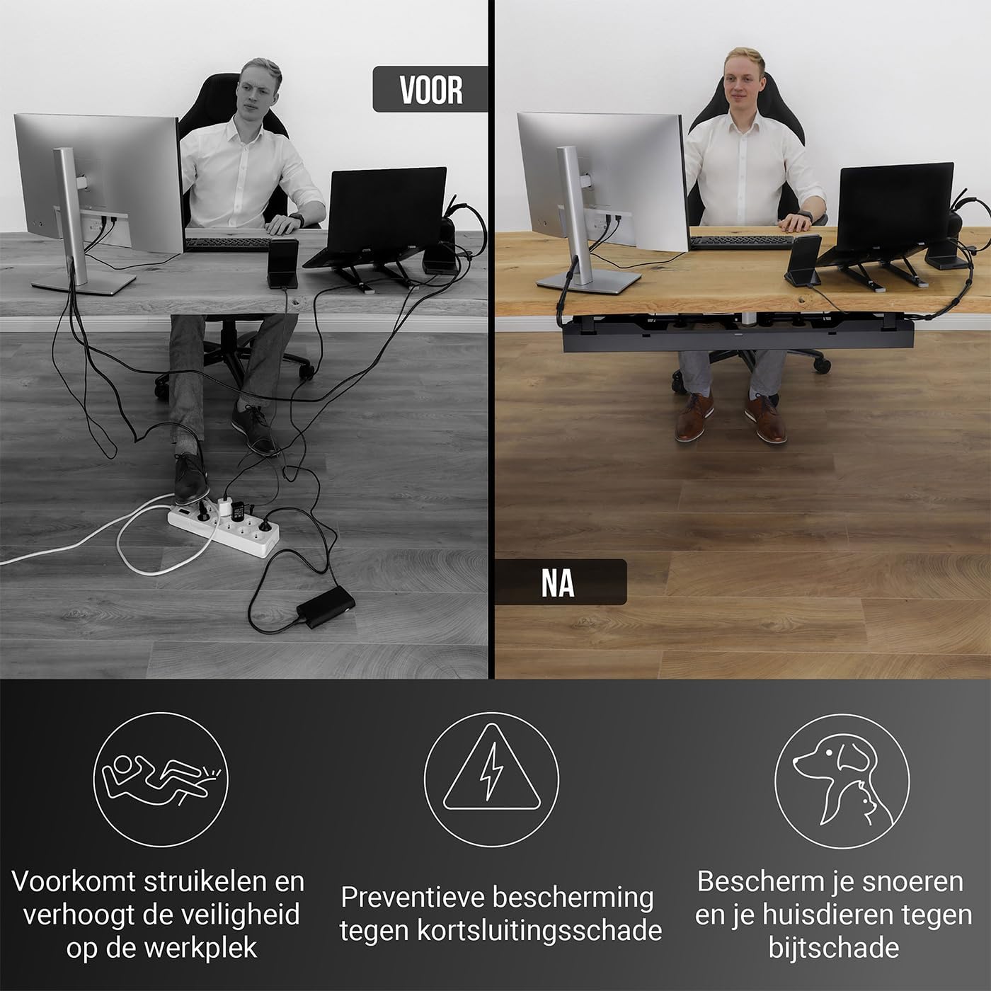 Detalle 2 de Ultimate Setup kabelgoot voor bureau, zwart, openklapbaar en tot 15 kg