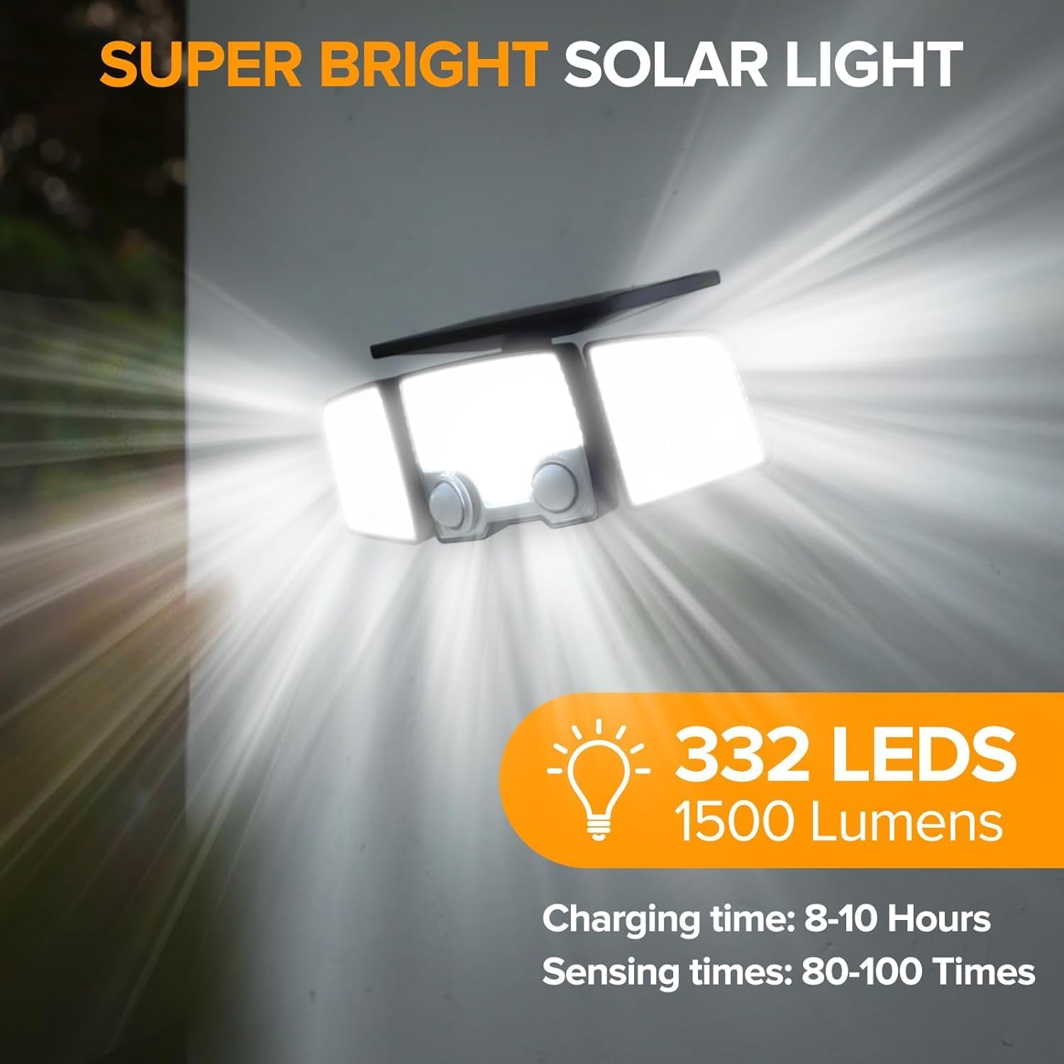 Detalle 2 de LUTEC Solar Outdoor Lights 332 LED 7000K: Dual Motion Sensor Flood Light (Pack of 2) with 270° Coverage