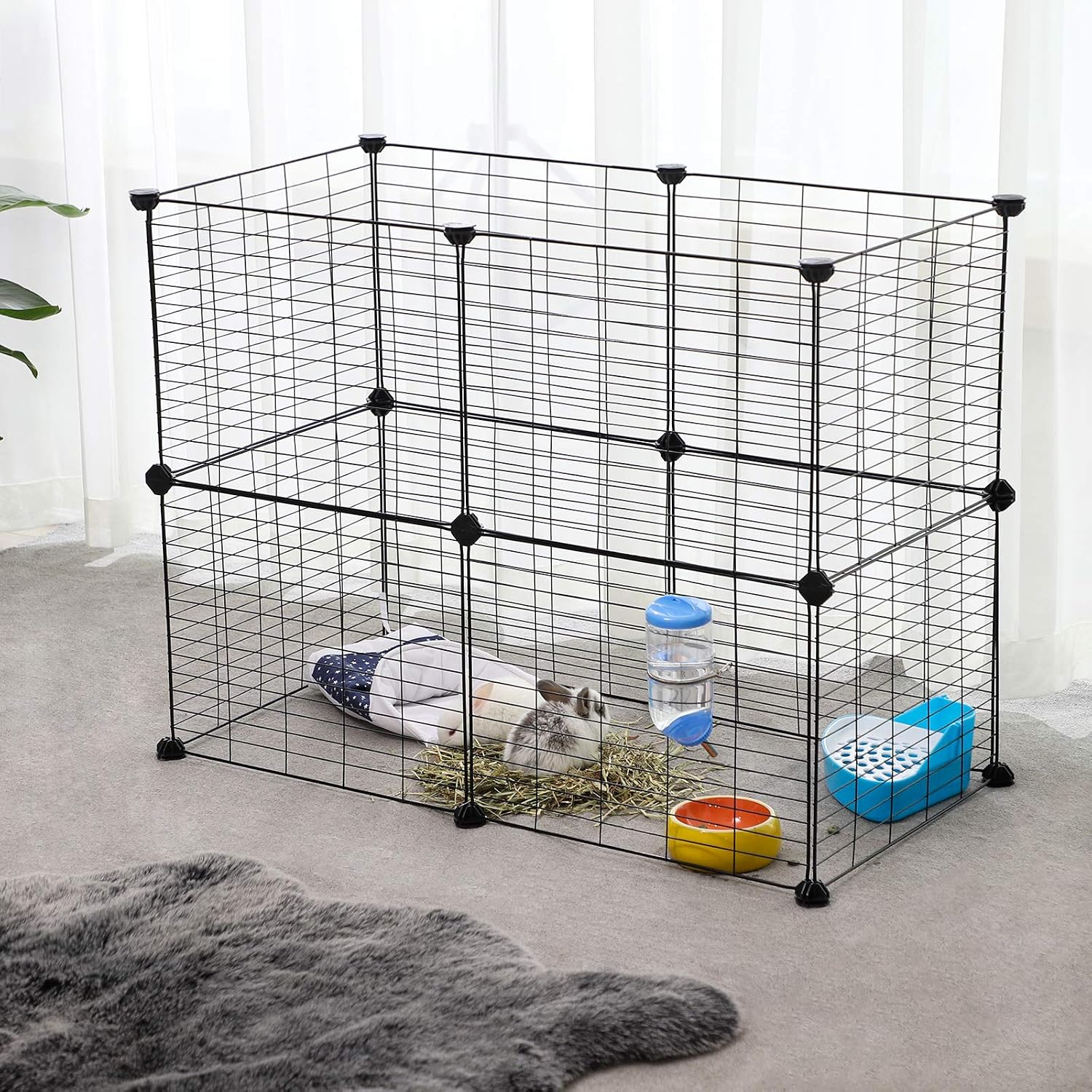 Thumbnail 6 de SONGMICS LPI01H Guinea Pig Playpen, Modular Metal Run, 143 x 73 x 46 cm