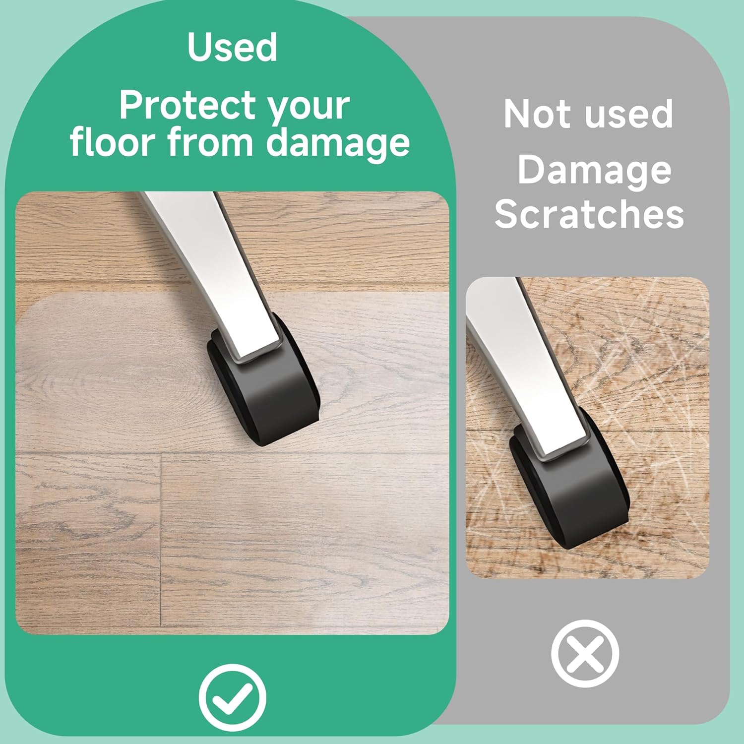Detalle de NATRKE Clear Office Chair Mat for Hard Floor (Transparent, 122 x 76 cm) — anti-slip floor protector for wood and laminate