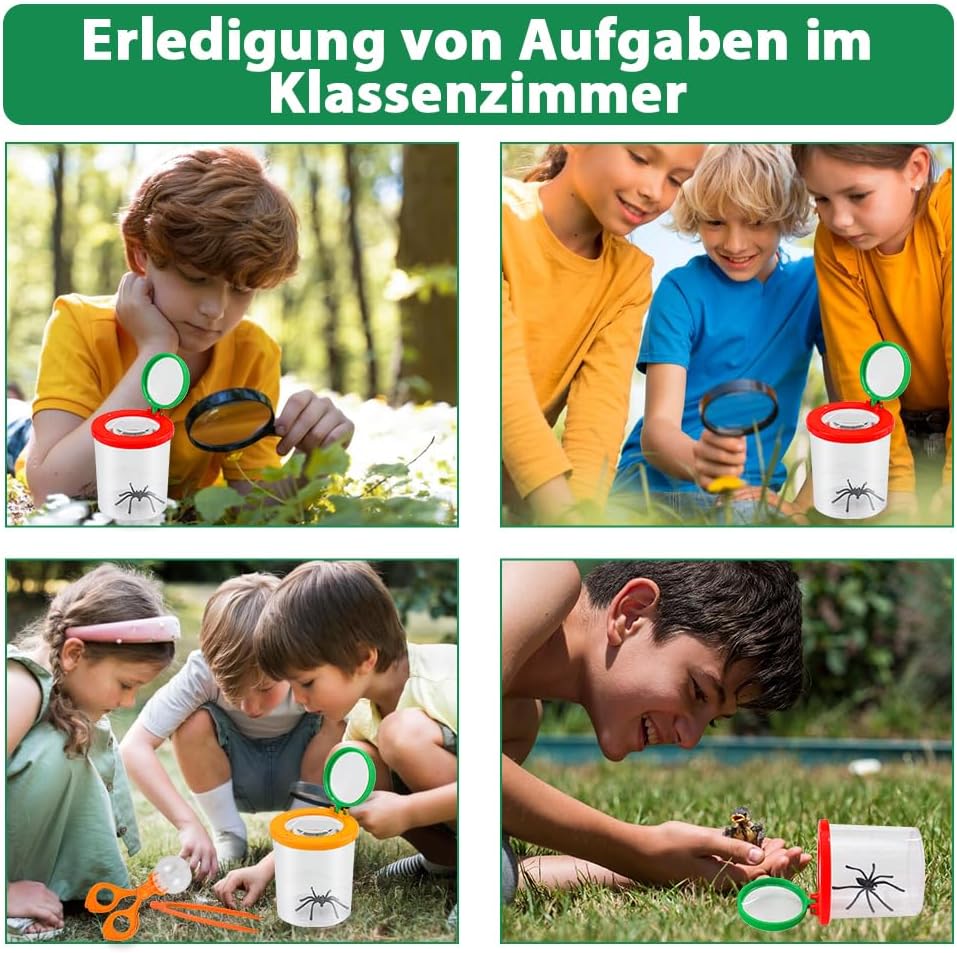 Thumbnail 5 de Aohcae 2er Becherlupe Set – Lupenglas für Kinder, Insektenfänger mit Pinzette, Clip und Ahle