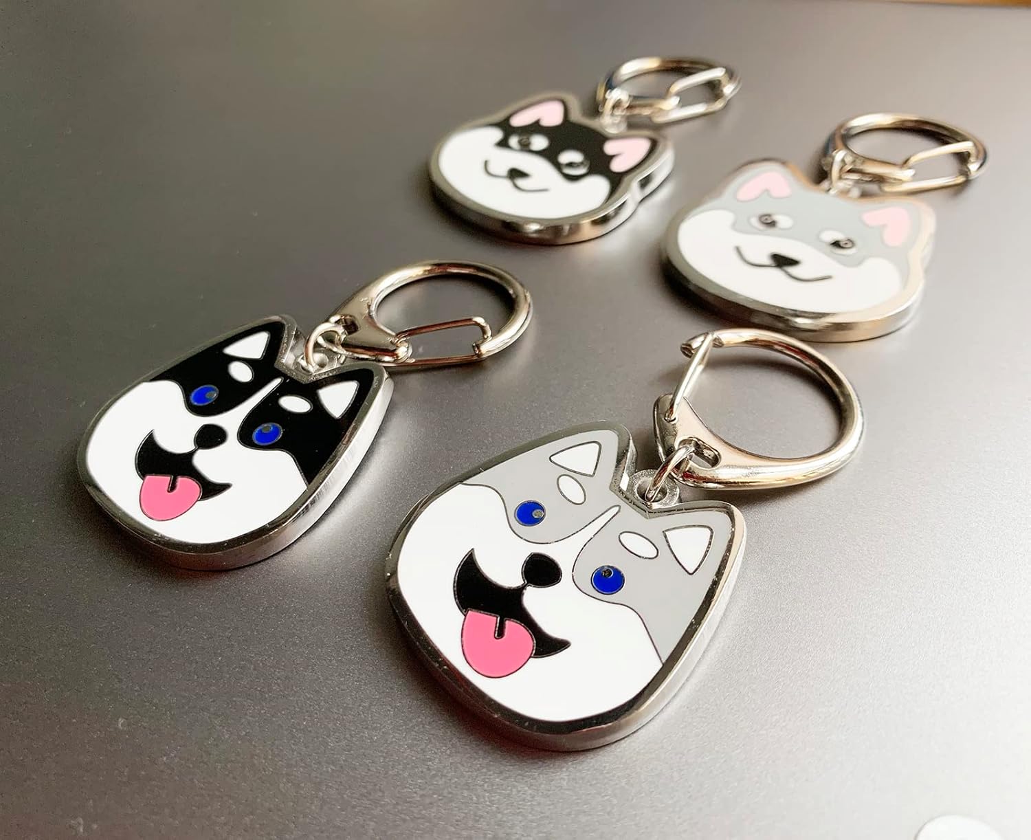 Detalle de Dog ID Tags: Cute Puppy Pendant Key-Ring / Black Husky