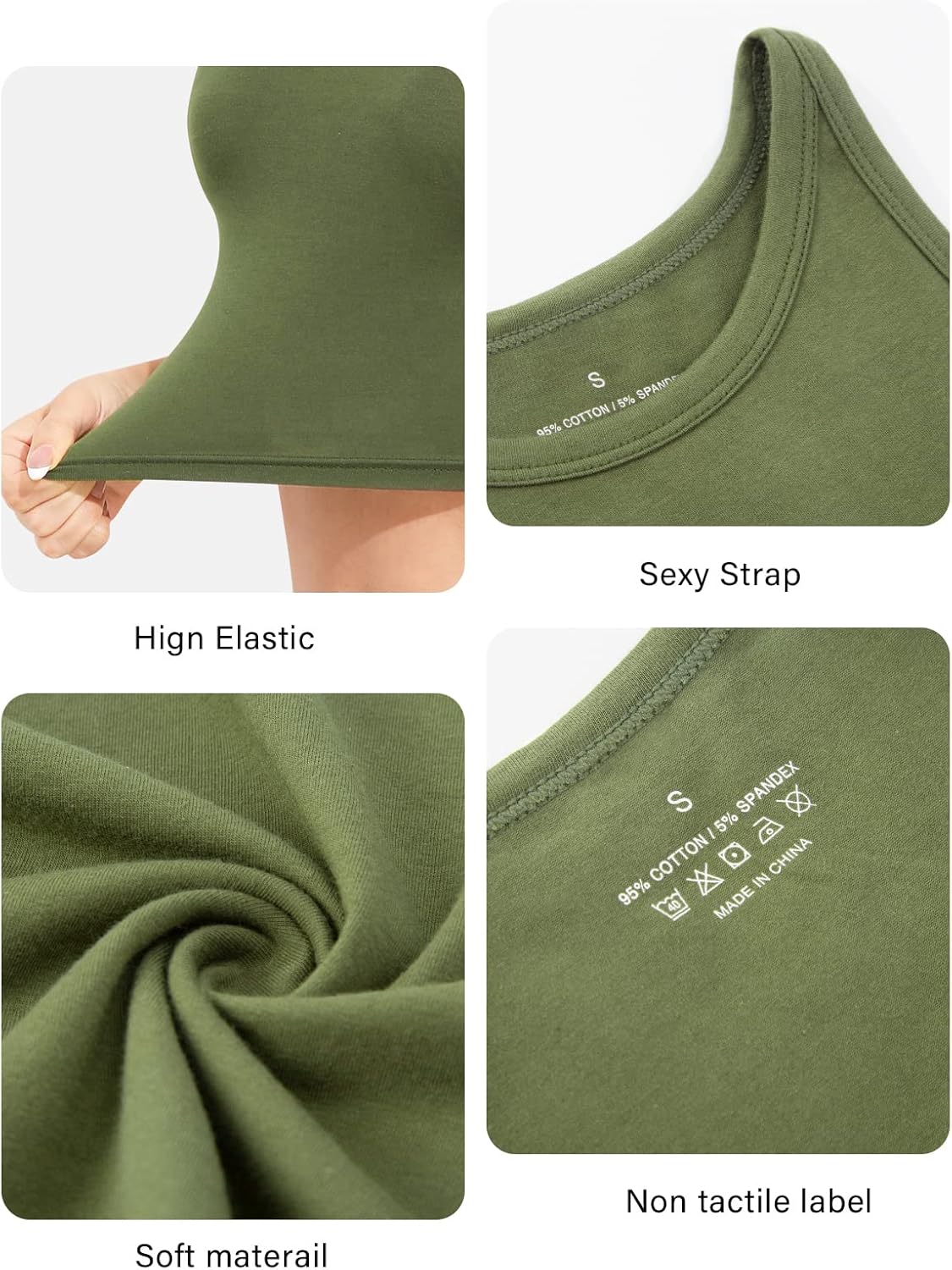 Thumbnail 4 de Kole Meego 4-Pack Women’s Cotton Spandex Workout Crop Tops (High Neck, Racerback)
