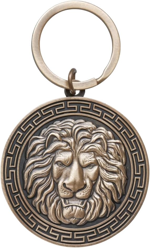 Detalle 2 de Harts Vintage Leo the Lion Head Keyring Charm, 50mm Brass with Greek Key Border