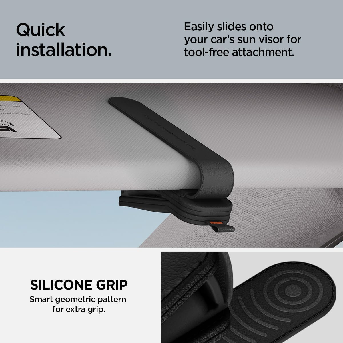 Detalle de Spigen porta occhiali per Tesla Model Y (circa 2025 Juniper) e Model 3 (Highland 2024/2025) – 2 pezzi con pelle vegana, nero