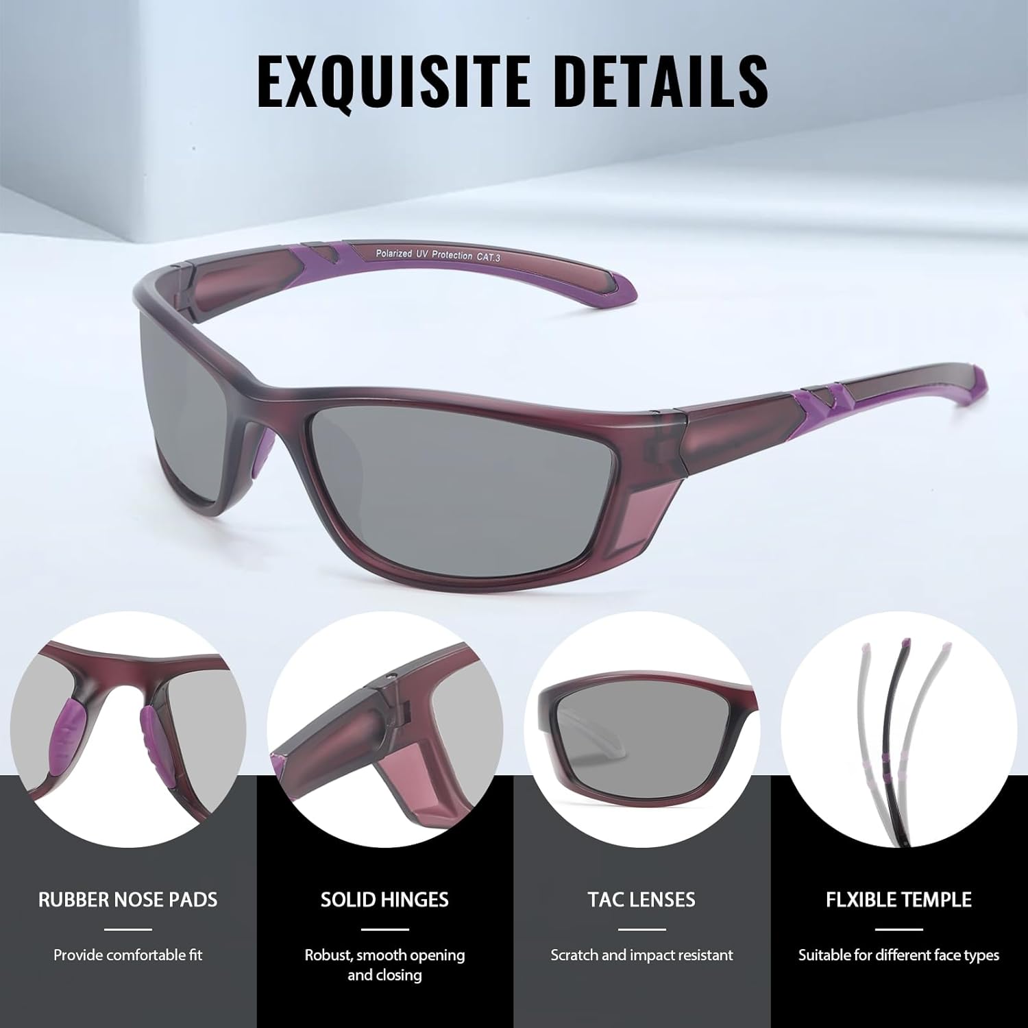 Thumbnail 4 de Myiaur selbsttönende Fahrradbrille für Damen mit polarisierten Photochrom-Linsen und UV400-Schutz