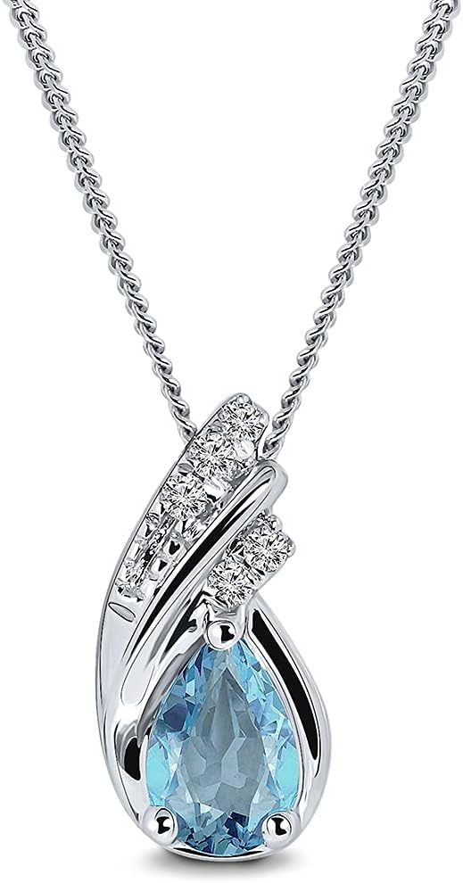 Thumbnail 5 de MIORE Collier Femme avec Pendentif Or 9K/Or Jaune et Argent Plaqué or, Topaze et Diamants