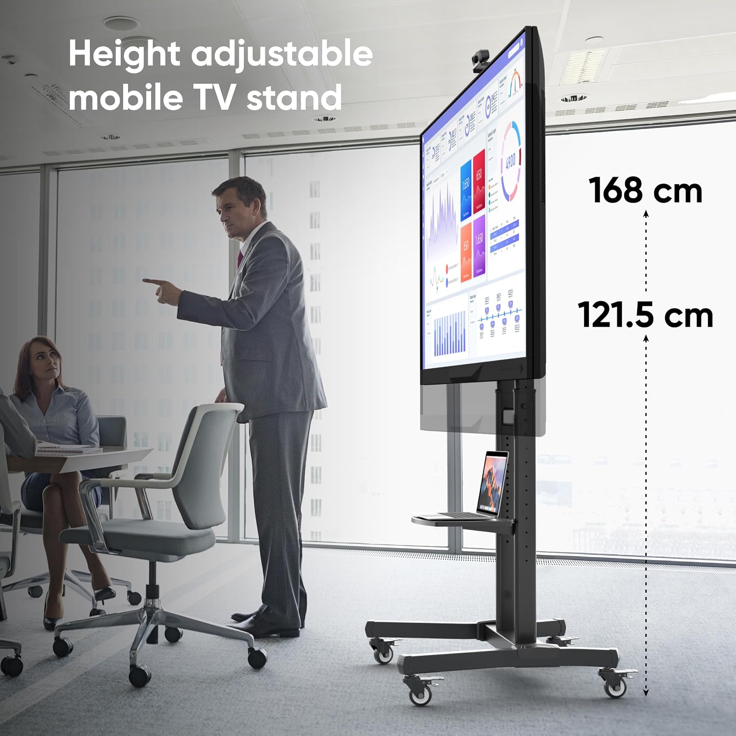 Thumbnail 1 de ONKRON TS1891-B Mobile TV Stand on Wheels for 50–90 Inch Screens