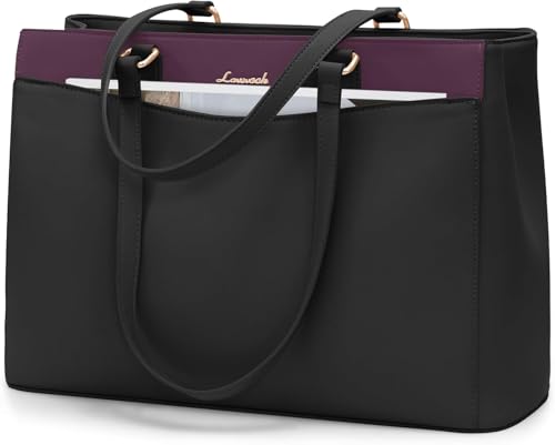 LOVEVOOK borsa tote da donna in pelle PU, scomparto imbottito per PC da 15,6 pollici