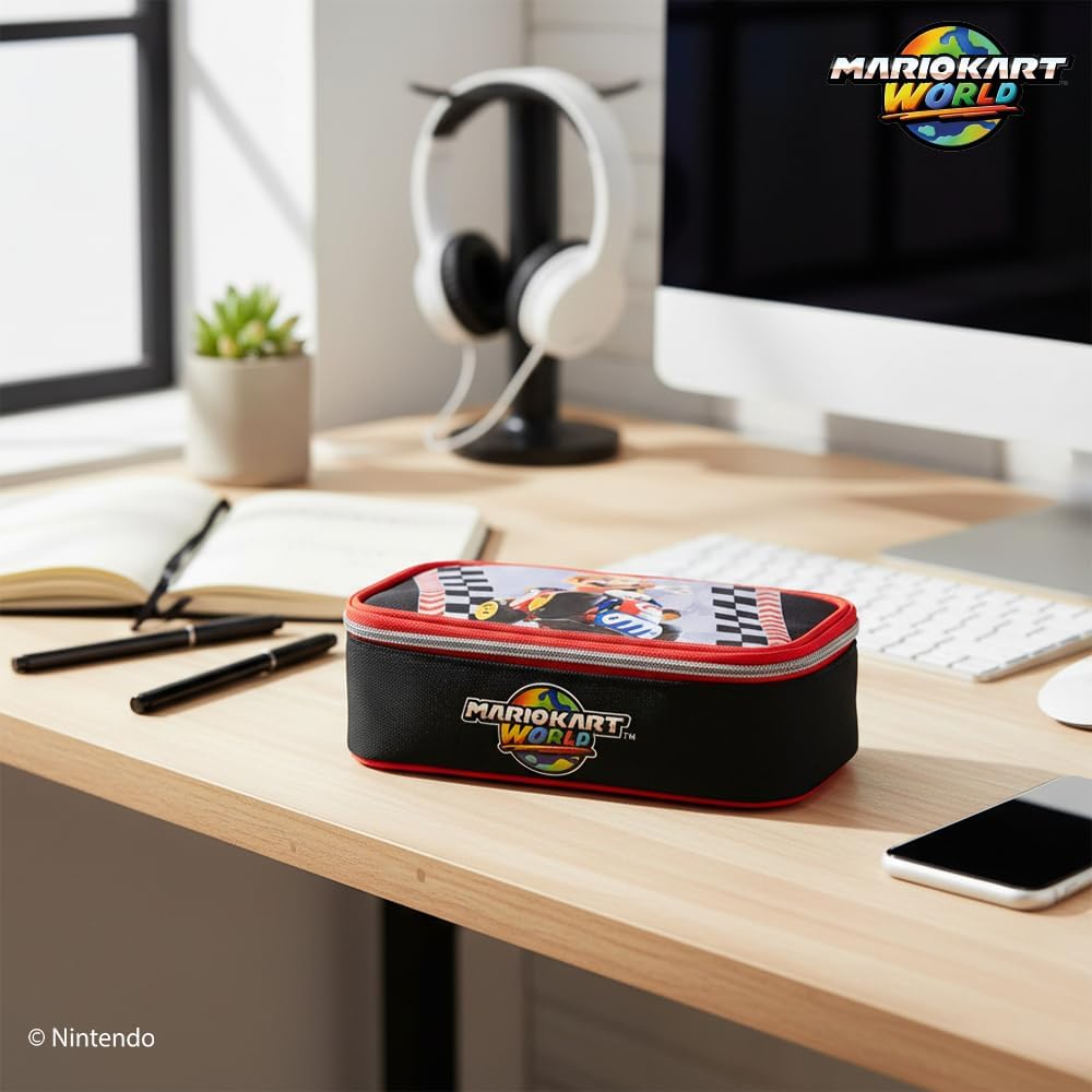 Detalle de MARIO KART Astuccio Scuola Ufficiale: ovale, chiusura a zip e divisorio interno