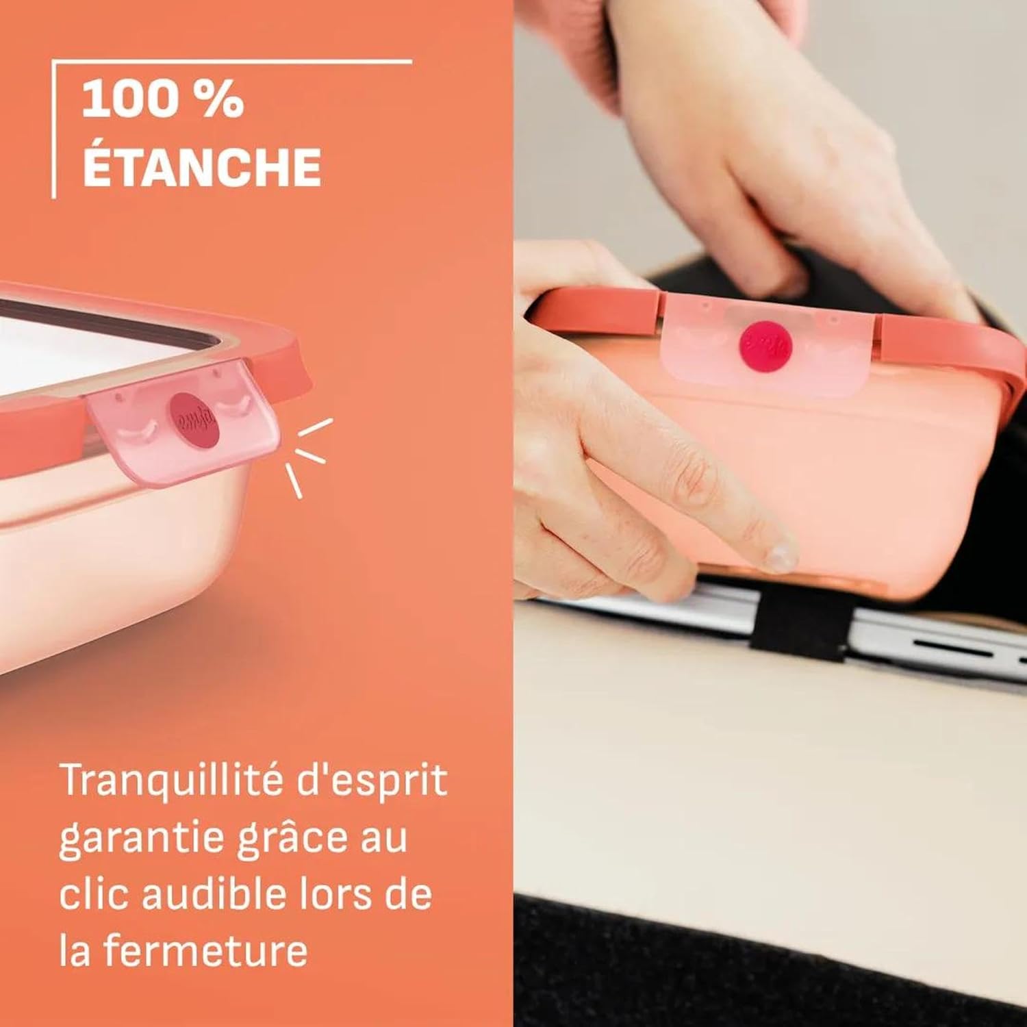 Detalle 1 de Emsa oneClick N1231000 – lot de 5 boîtes de conservation hermétiques à fermeture en un clic