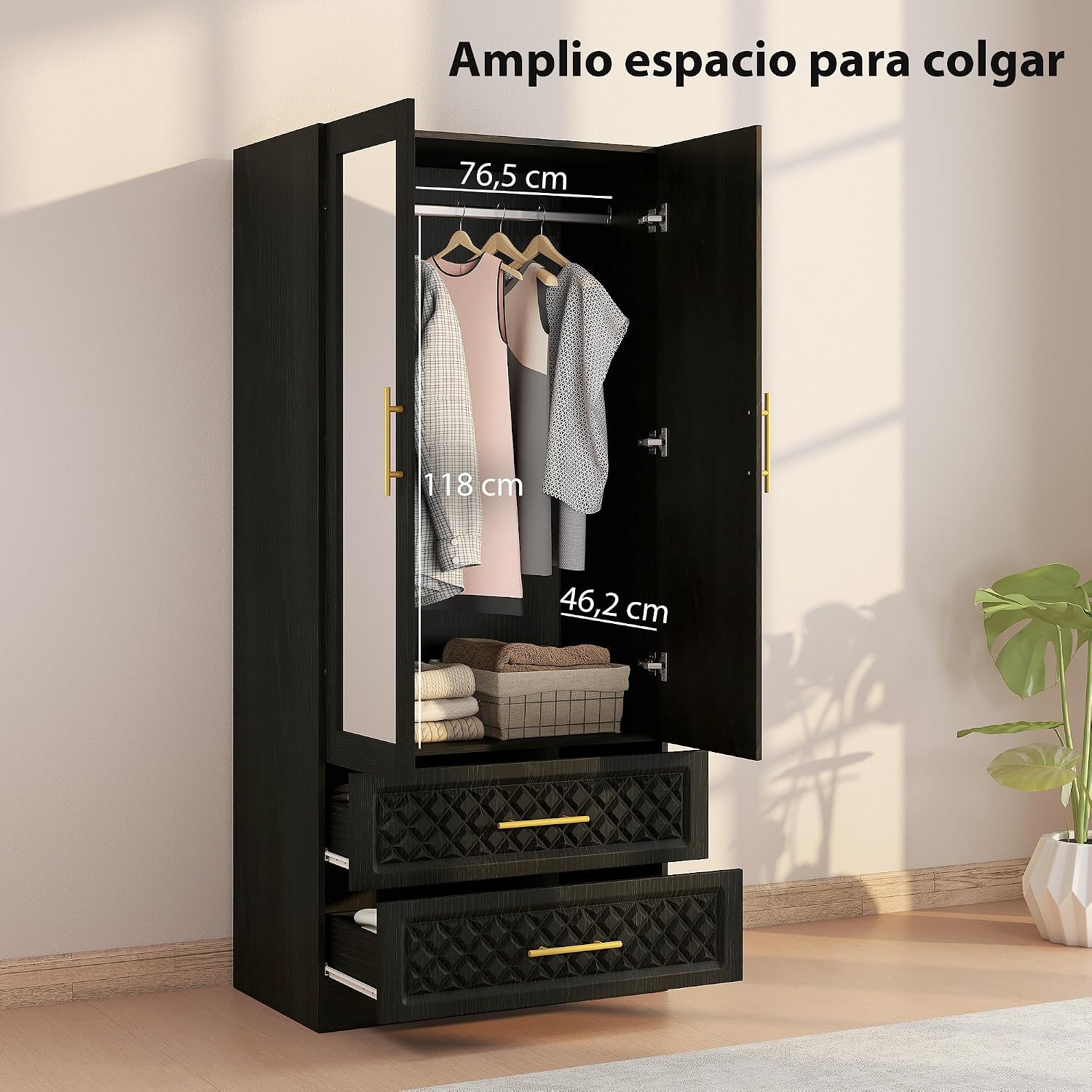 Thumbnail 3 de HOMCOM Armario Dormitorio 2 Puertas 2 Cajones