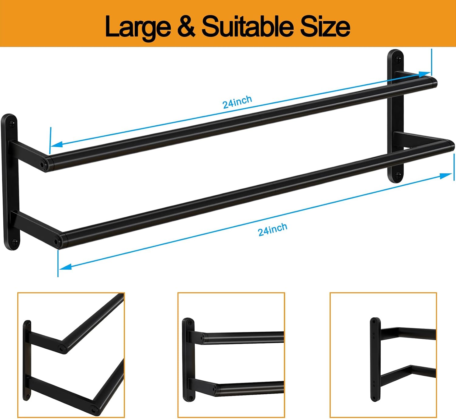 Detalle 2 de JIAPAIDUO Double Towel Bar, 24-Inch