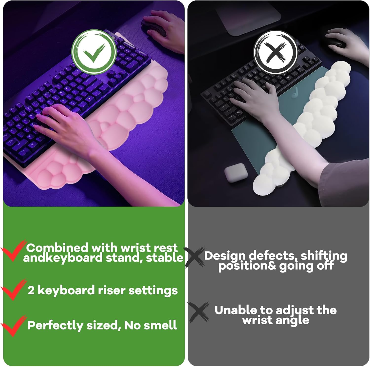 Detalle 2 de Lomil WR01P-LO1 Cloud Keyboard Stand and Wrist Rest Set with Memory Foam