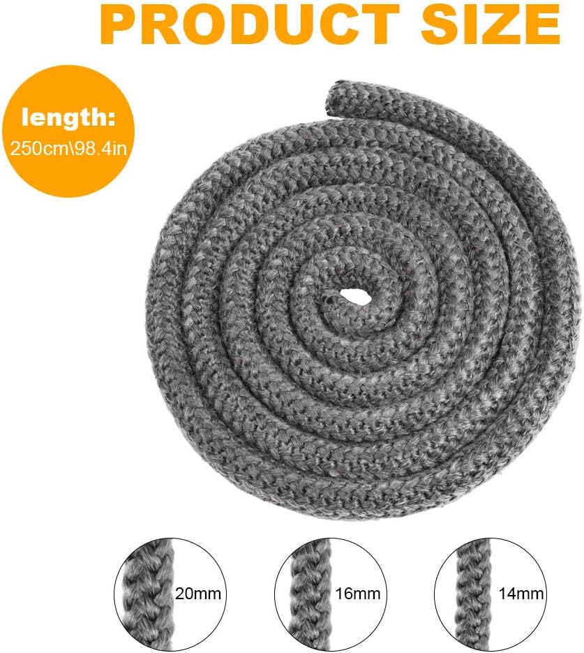 Detalle 2 de flintronic Guarnizione per porta stufa a pellet in fibra ignifuga (Φ14 mm x 2,5 m) grigio