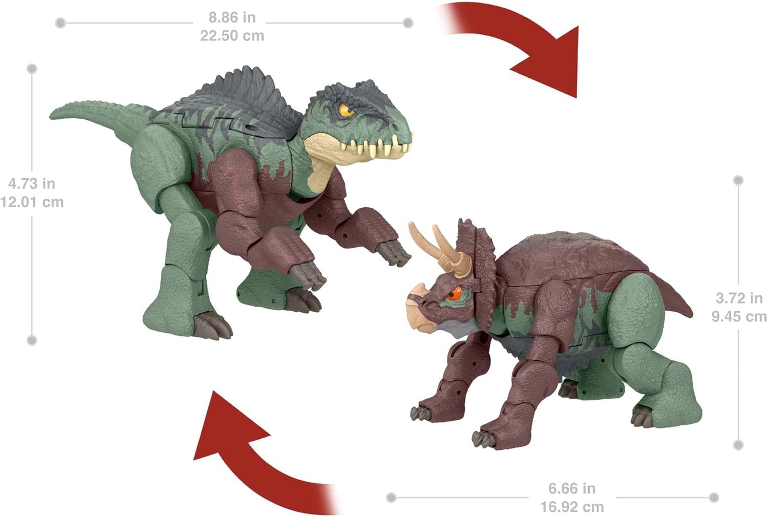 Thumbnail 5 de Mattel Jurassic World Fierce Changers Giganotosaurus & Nasutoceratops 🦖