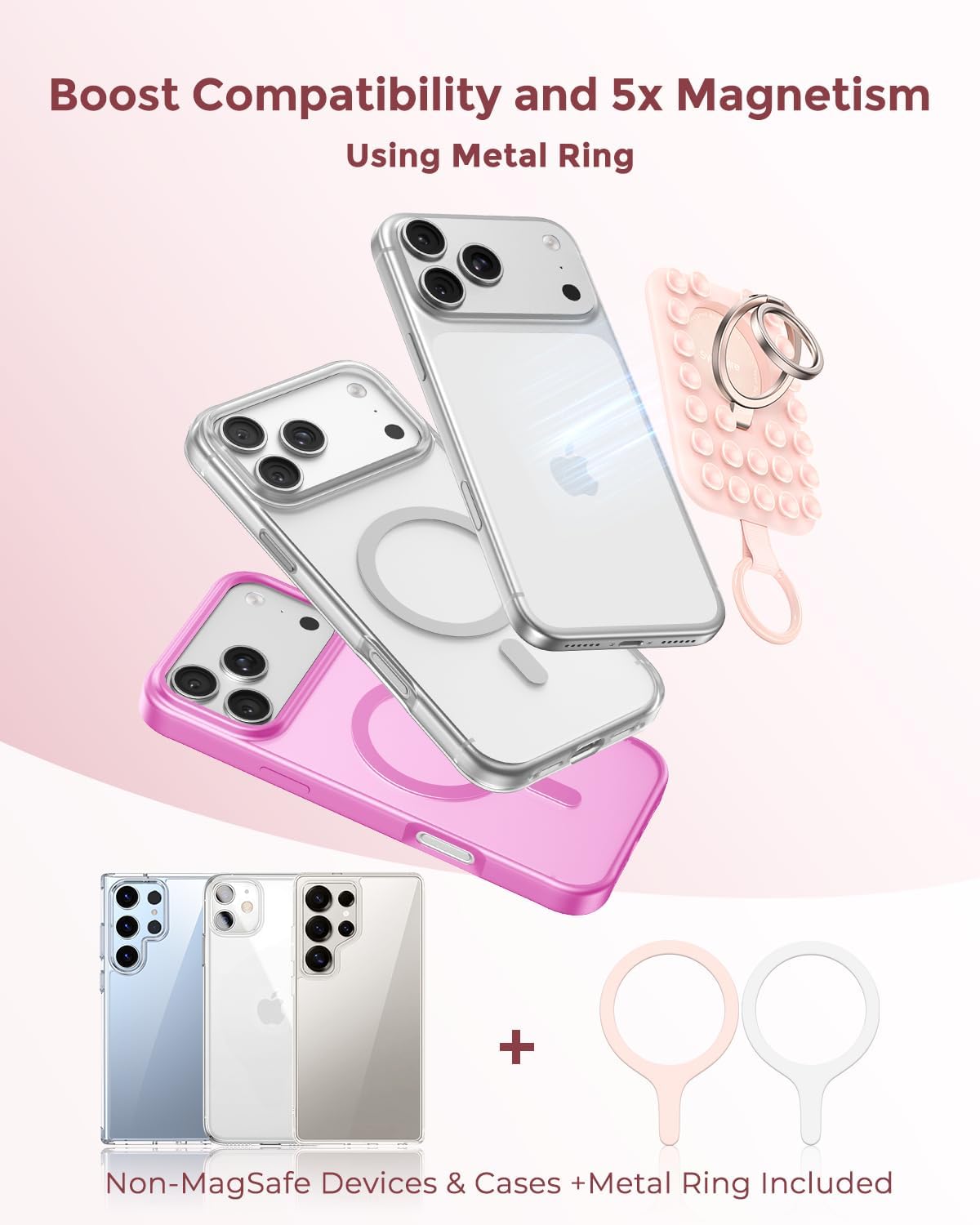 Thumbnail 6 de Syncwire Magnetic Phone Grip MagSafe-Compatible Phone Ring Holder (Blush Pink)