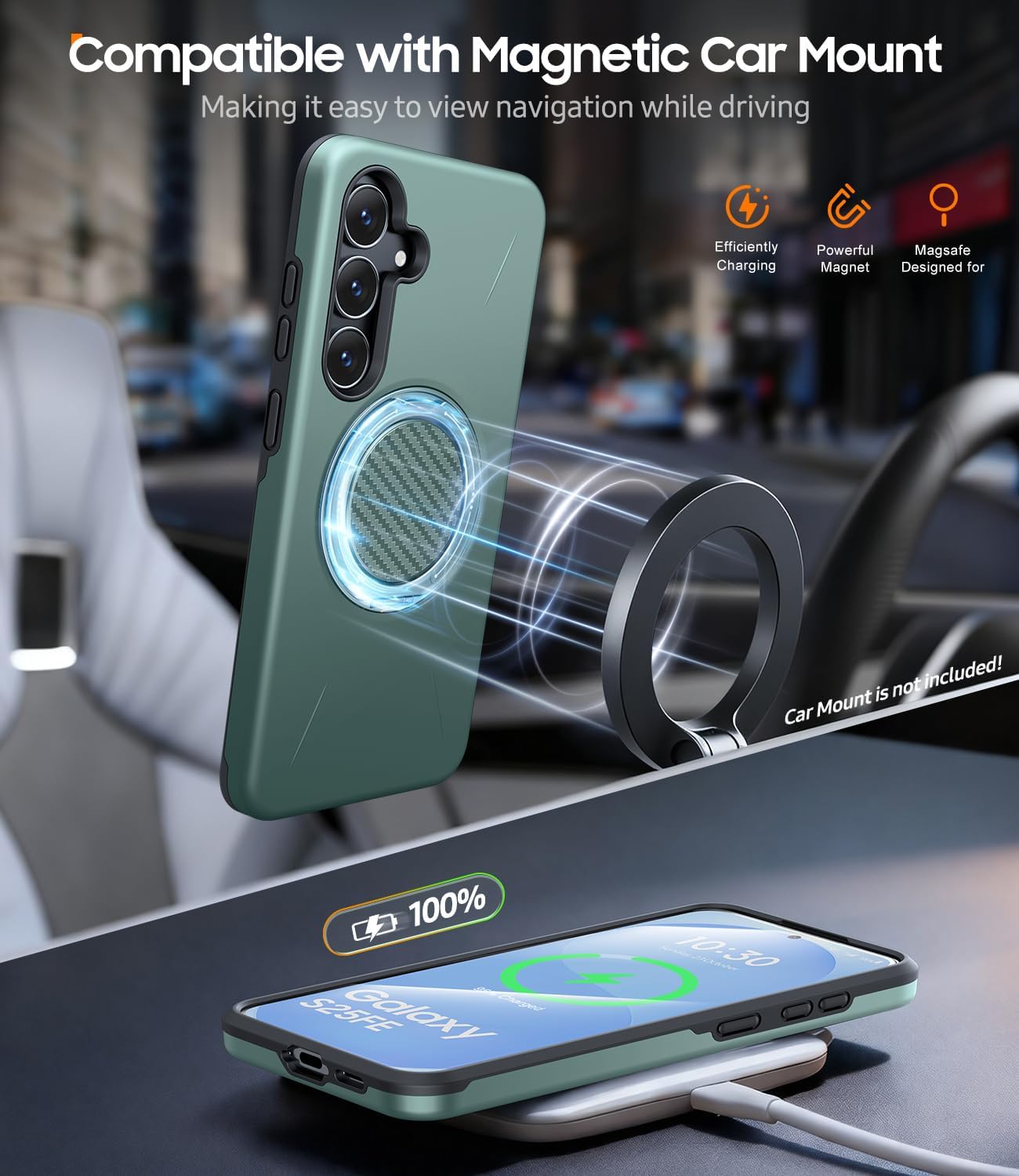 Thumbnail 4 de JAME Galaxy S25 FE Case with Ring Stand & Dual-Layer Protection (Green)