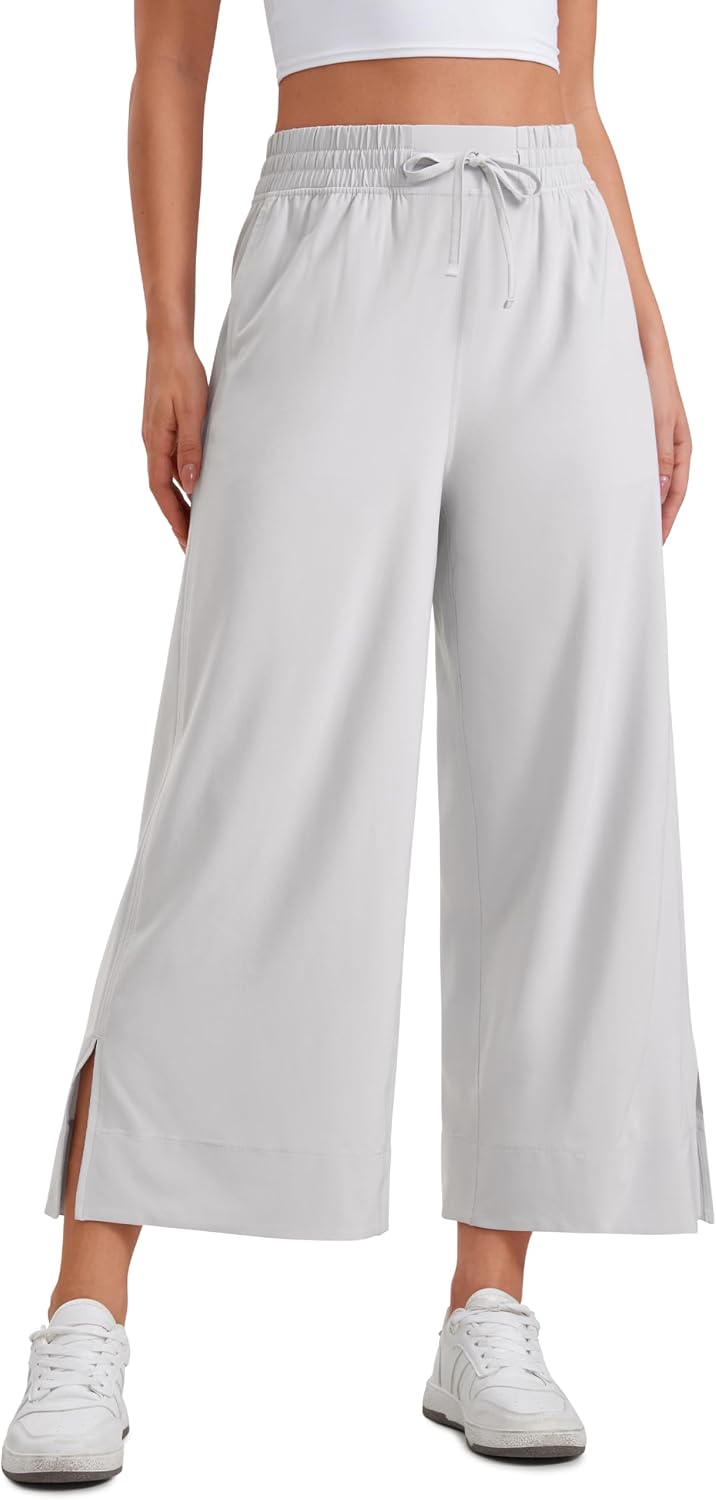Detalle 2 de CRZ YOGA pantaloni capri leggeri a gamba larga, vita alta, con tasche (gamba lunga) per donna