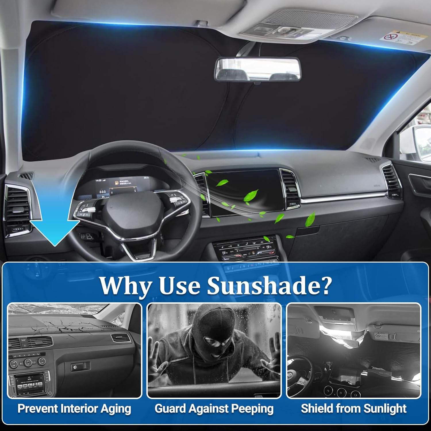 Detalle de ZATOOTO Pare Soleil Voiture – Pare-soleil avant pour brise, pliable et réfléchissant UV (Kia/Karoq 2017‑2024)