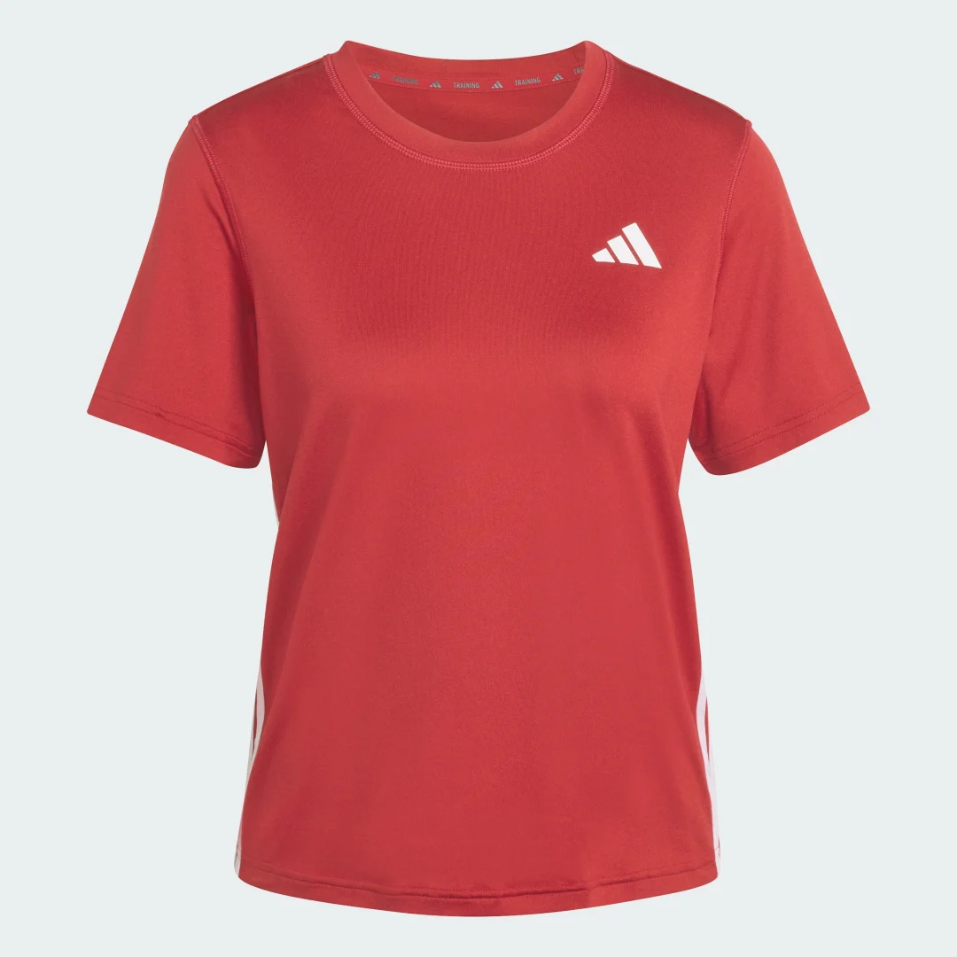 Detalle de Camiseta Train Essentials Workout 3 bandas de Adidas – burgundy