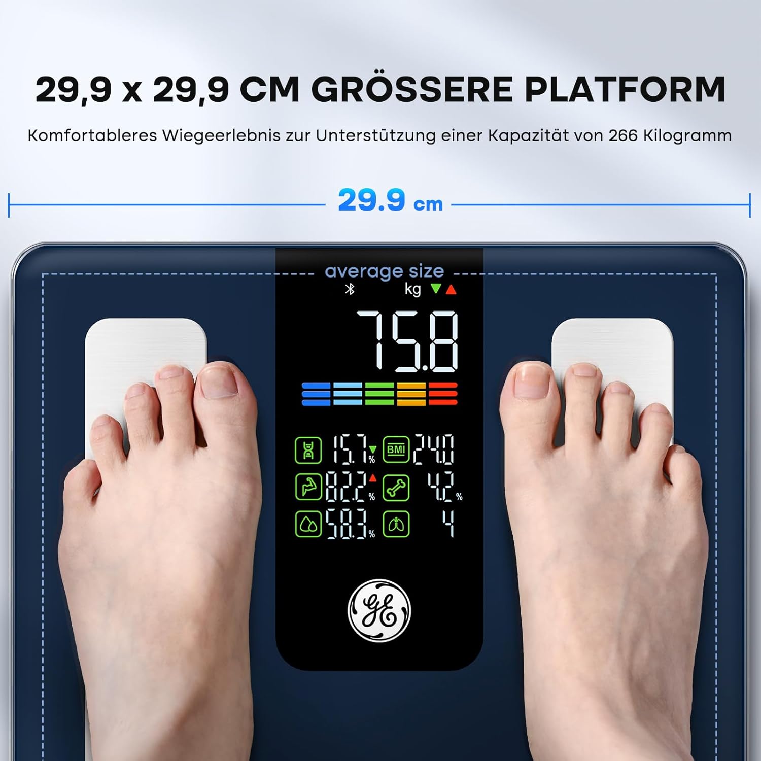 Detalle de GE Körperfettwaage Digital 220 kg LED
