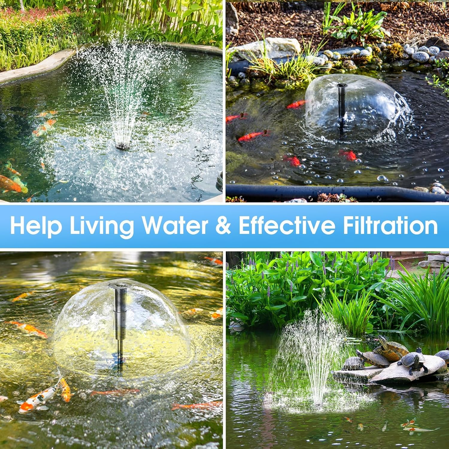 Thumbnail 4 de POPOSOAP Pond Filter with Pump Fountain Kit (2500 L/H, 40W) for Outdoor Ponds