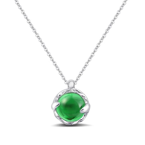 Detalle de Weviway Circle Emerald Necklace: Green Gemstone Pendant in Silver – Handmade UK Gift
