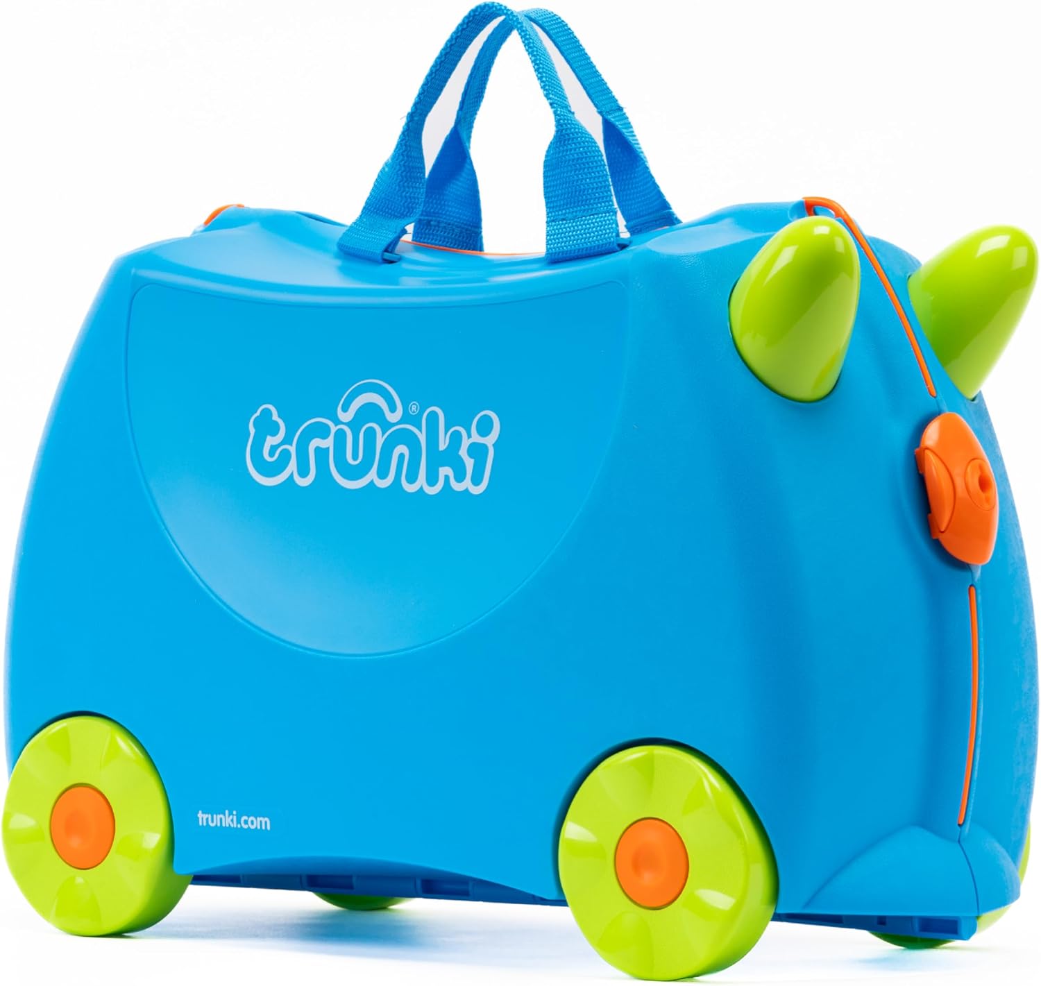 Detalle de Trunki Der originale Kinderkoffer zum Draufsitzen – 18 L Handgepäck, befahrbarer Hartschalen Reisekoffer mit Rollen