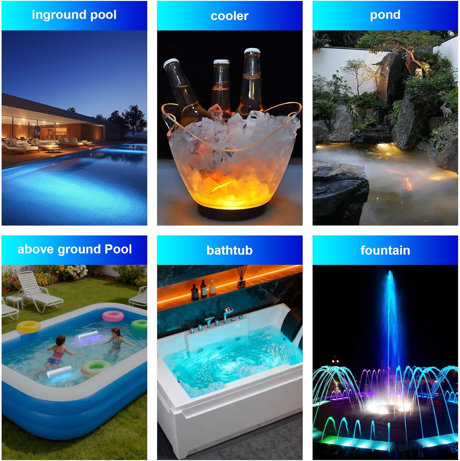 Thumbnail 6 de Lumières LED Sous l'Eau pour Piscine Sans Fil et Rechargeables ( Lot de 2 ) – Submersibles, Télécommande RF