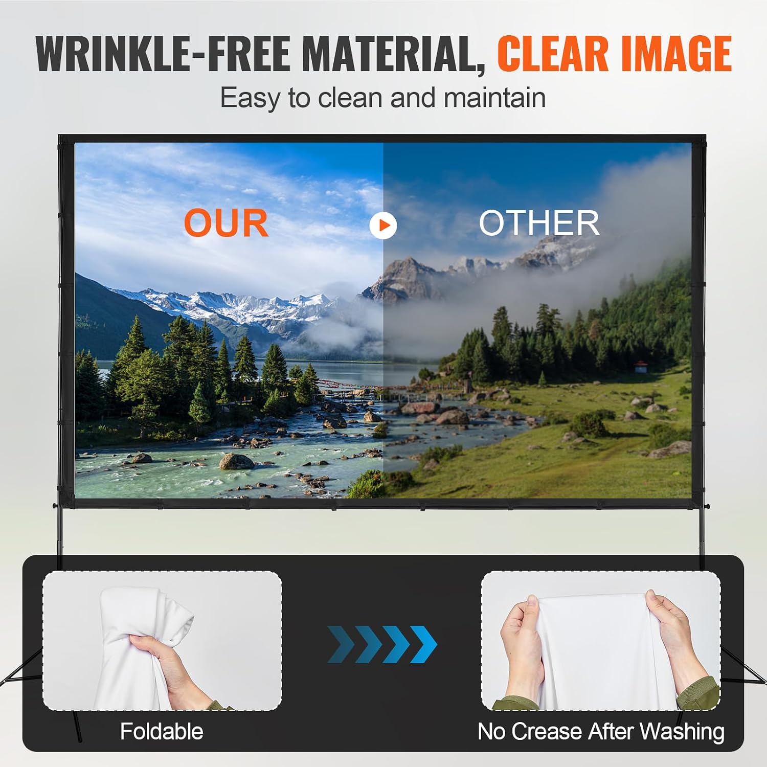 Detalle de VEVOR Projector Screen with Stand (120 inch, 16:9) for Outdoor Movie Nights