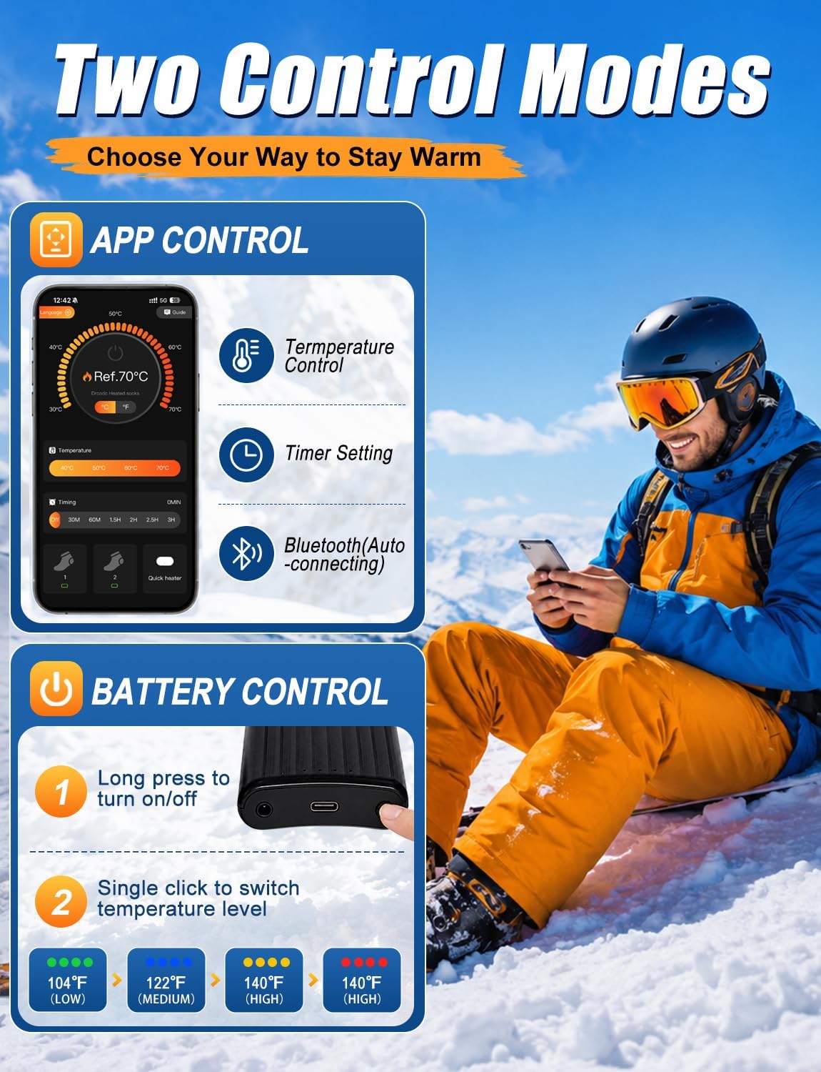Thumbnail 3 de CHOVE HS85A Heated Socks with App Control and Dual 8500mAh Batteries