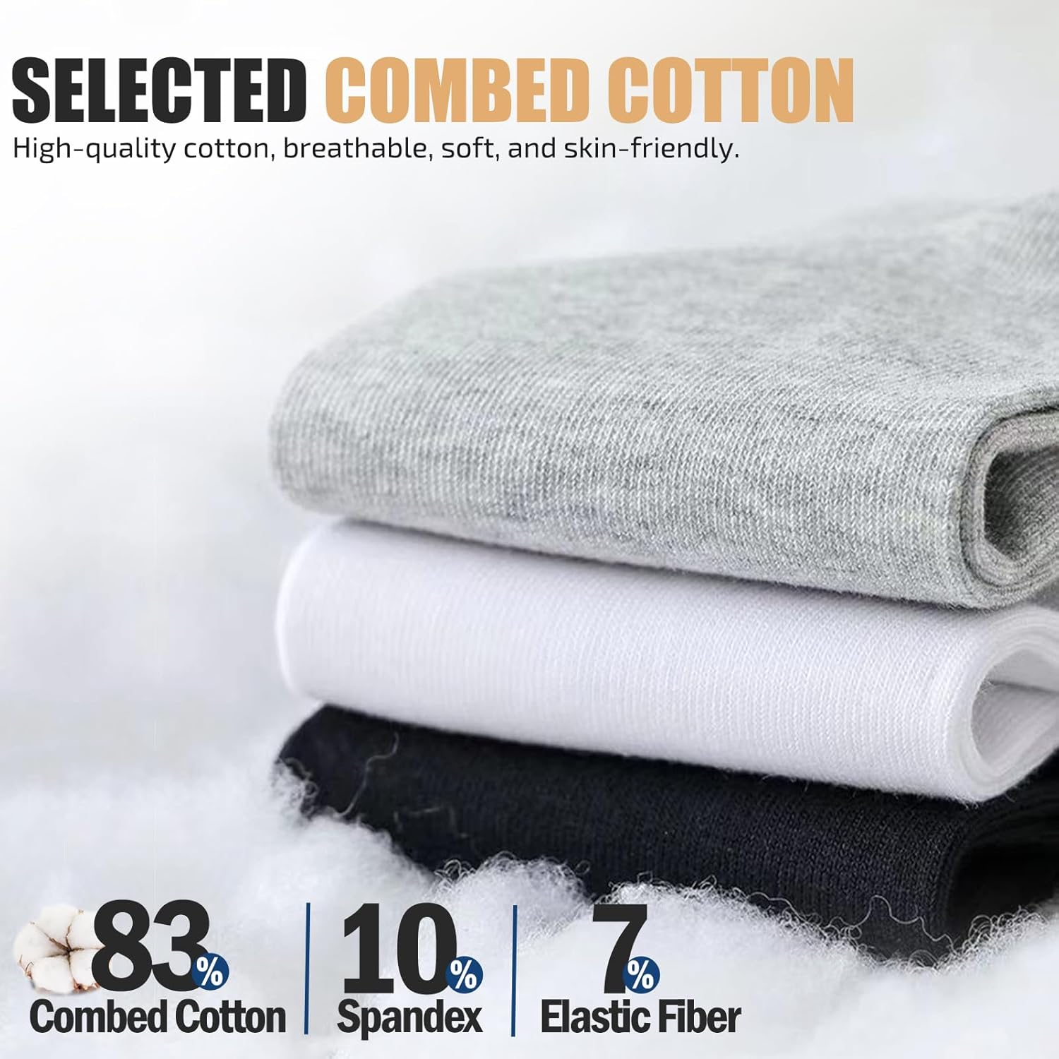 Detalle 2 de Wamicu Herren Socken Schwarz 5er Pack Dünne Baumwollsocken