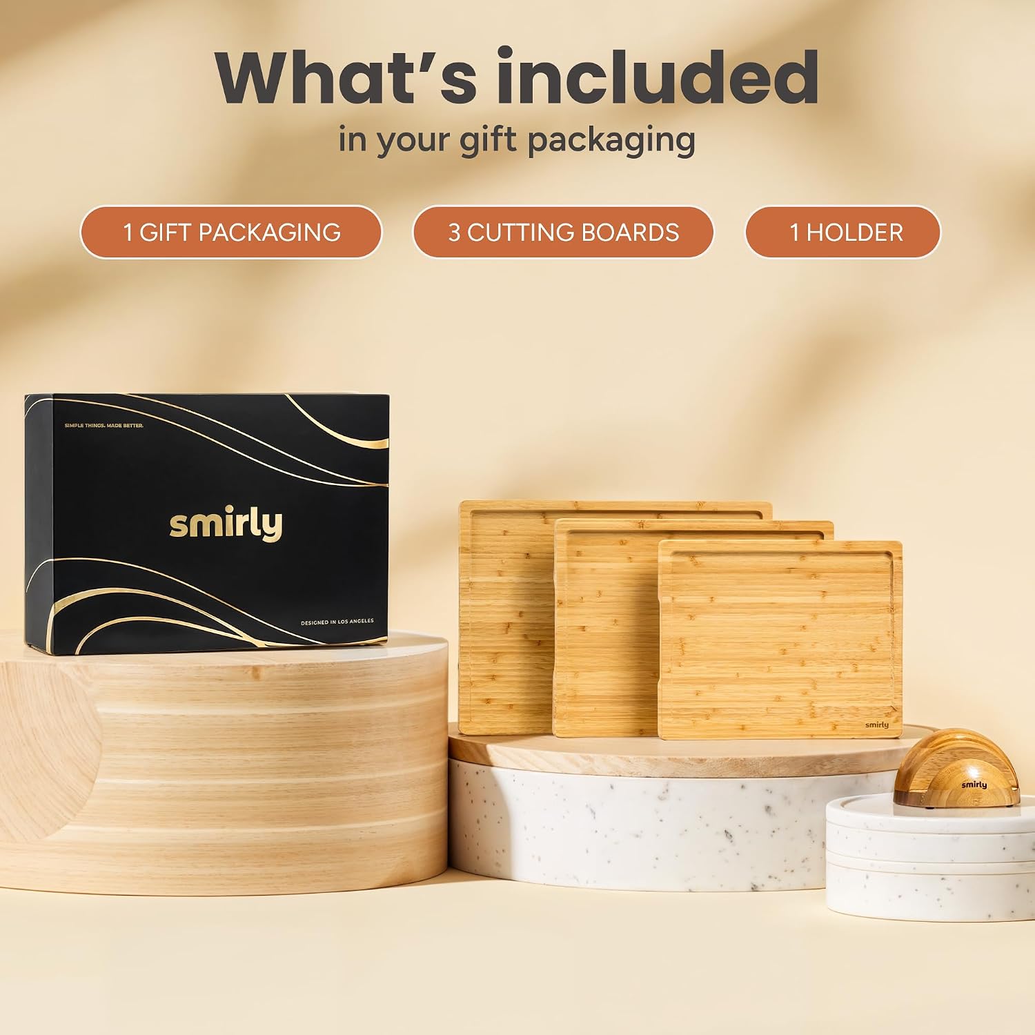 Thumbnail 1 de SMIRLY Bamboo Cutting Board Set with Holder