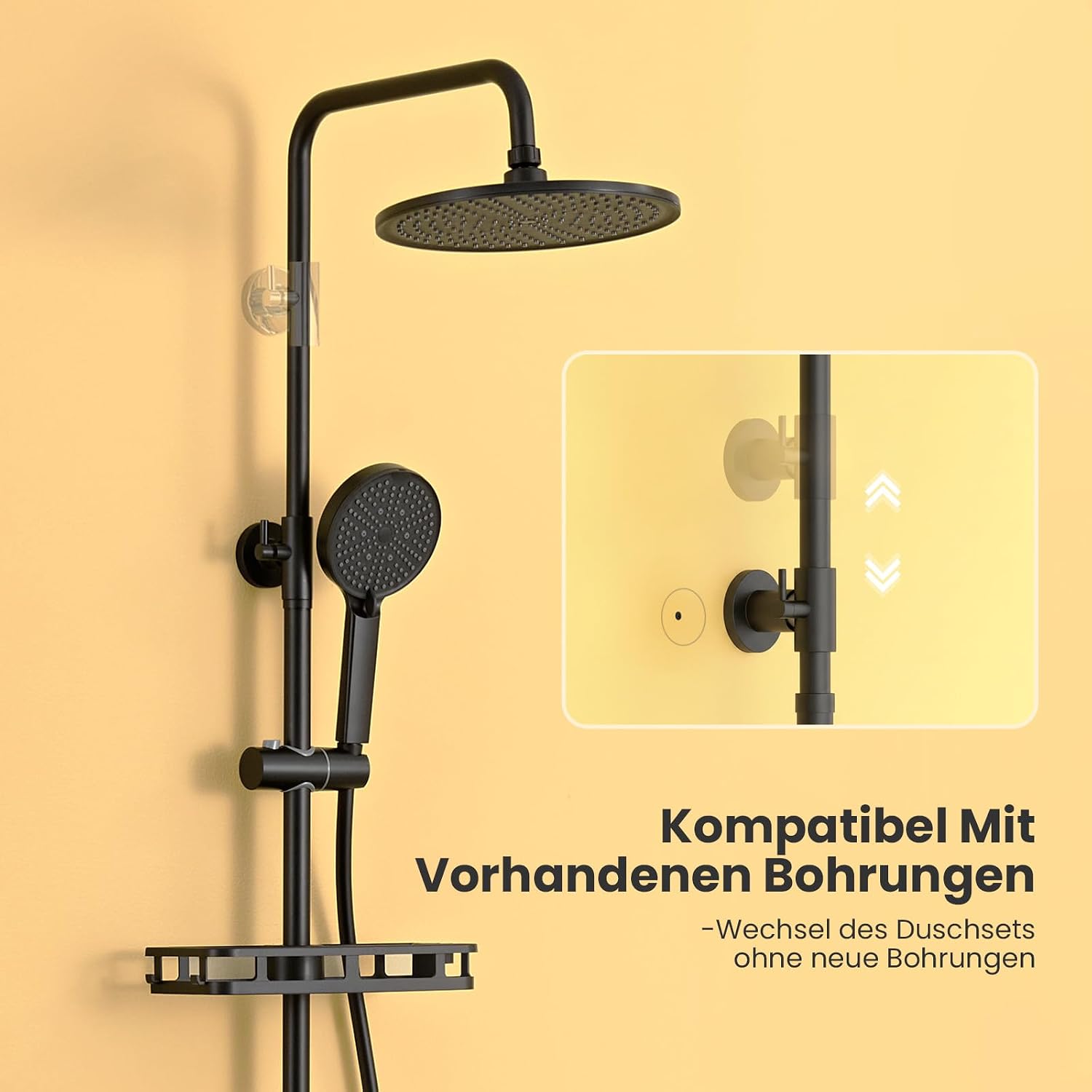 Detalle 2 de Auralum Regendusche Set 250 mm Edelstahl
