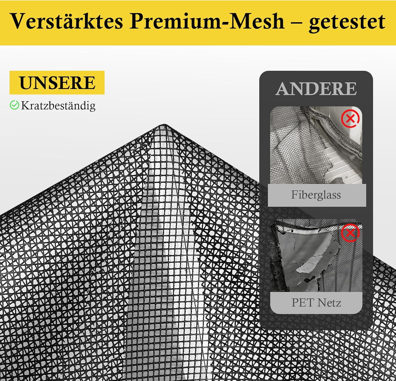 Thumbnail 3 de fowong Fliegengitter Balkontür Magnet – Neues Nanogitter 85x205 cm, Klettband, ohne Bohren, schwarz