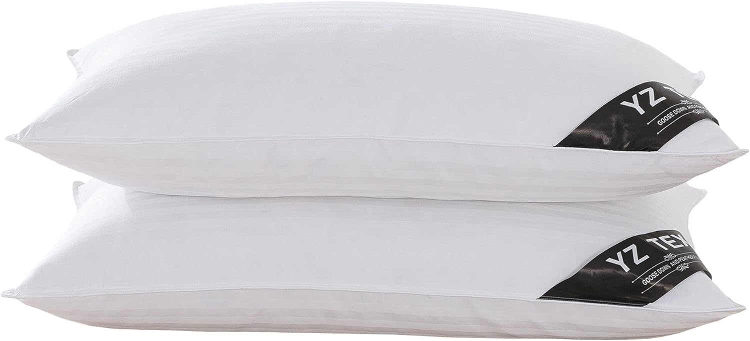 Thumbnail 6 de YZTEX 2 Pack Goose Feather and Down Pillows – 100% Cotton Shell, UK Standard Size (48 x 74 cm)