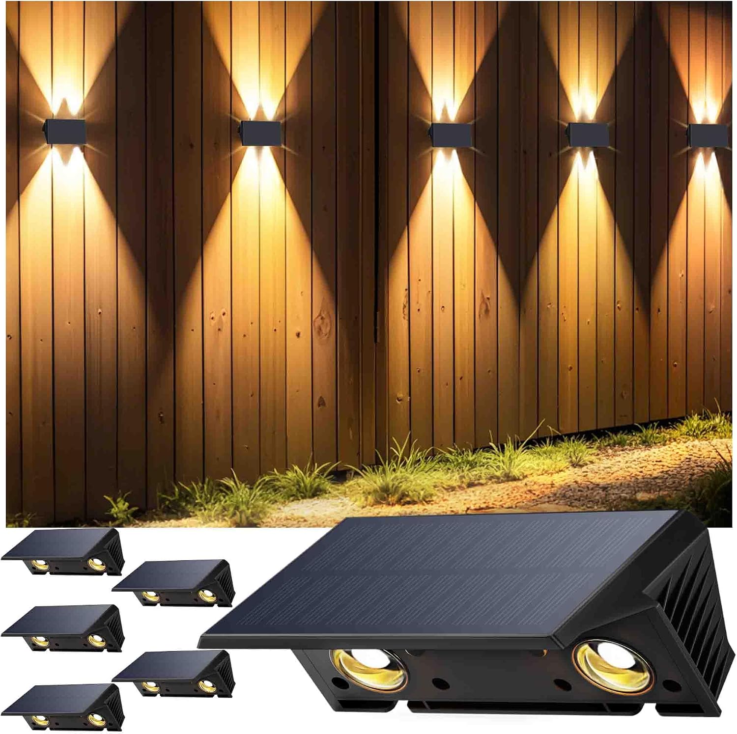 IIRARA Solar Fence Lights 6-Pack