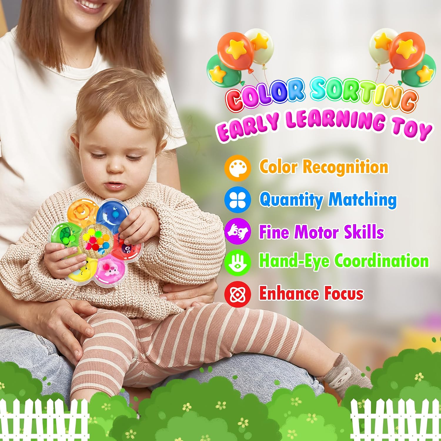 Detalle de MORECOLL Color Sorting Sensory Toy for Toddlers & Kids – Calming, Fine Motor & Colour Matching