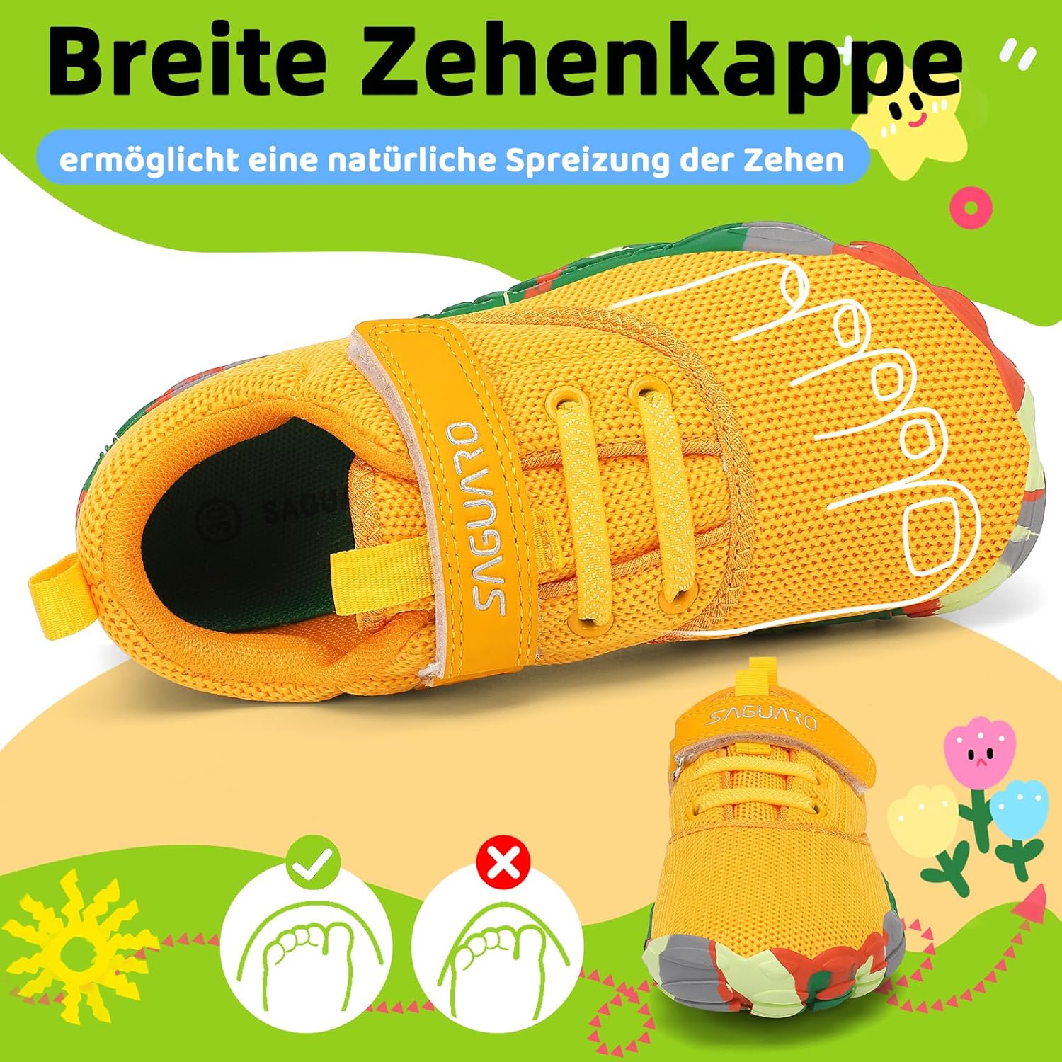 Detalle de SAGUARO Kinder Barfußschuhe Leicht – rutschfest & flexibel, Größe 24–36