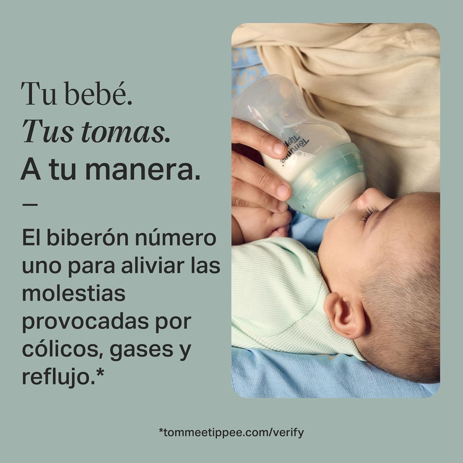 Detalle 1 de Tommee Tippee Biberón anticólico 260 ml Pack 6 Azul