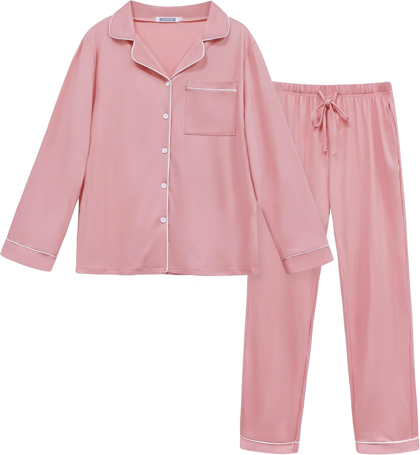 Thumbnail 6 de Lovasy Women’s Classic Button-Down Pyjamas Set (Long-Sleeve Top & Full-Length Bottoms with Pockets)