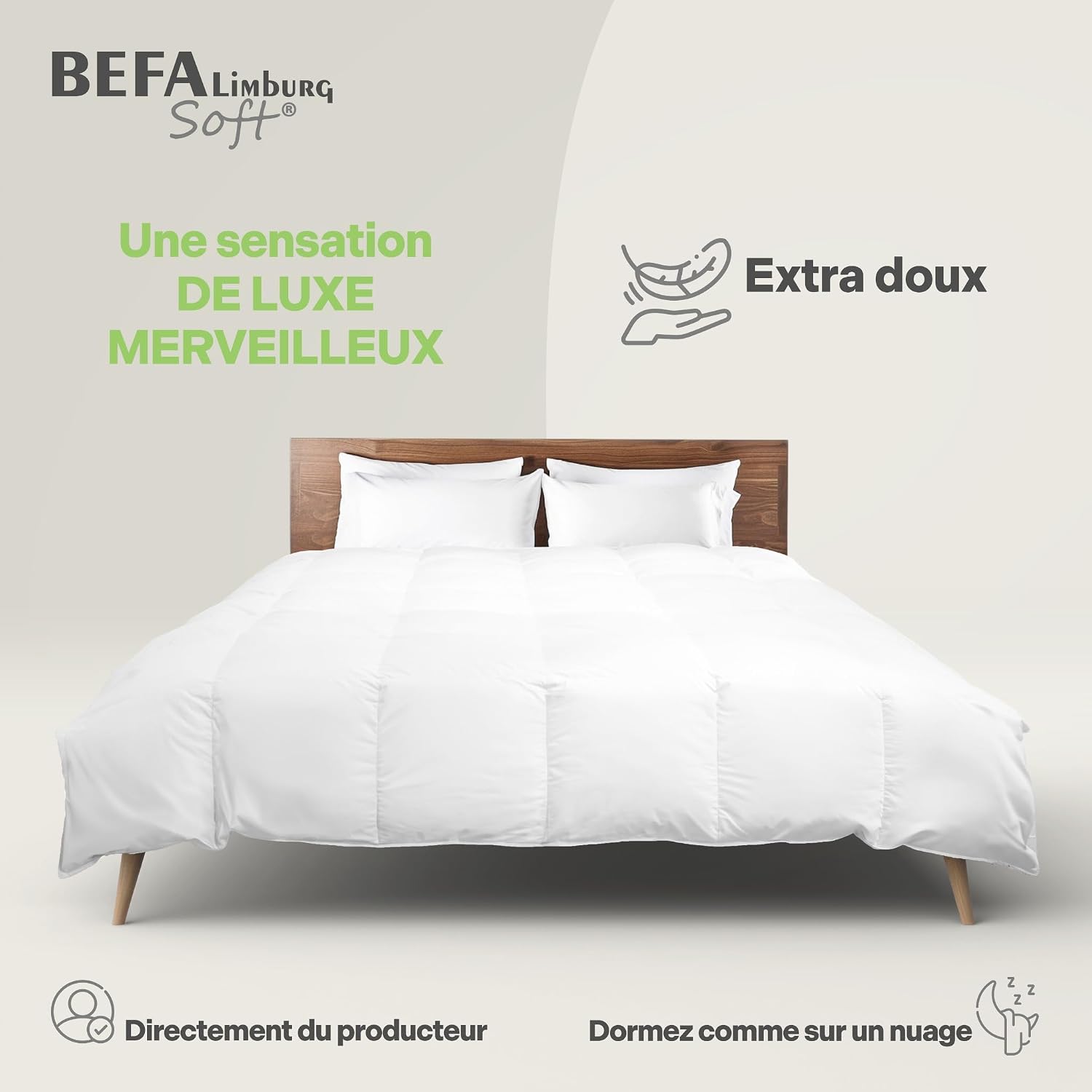 Thumbnail 2 de BEFA SOFT couette en plumes 90% + duvet 10% toute l’année 155x220 cm