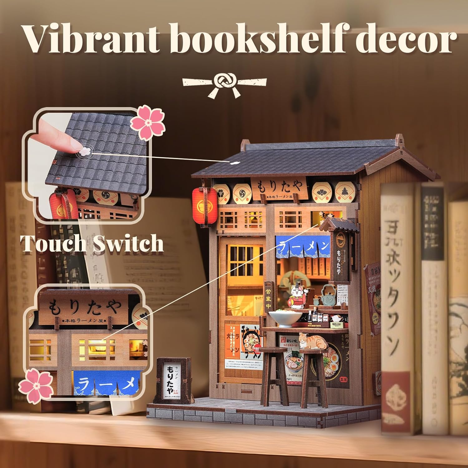 Thumbnail 1 de CUTEBEE Kit Book Nook – Maison de poupée miniature à monter soi-même avec lumière LED et housse